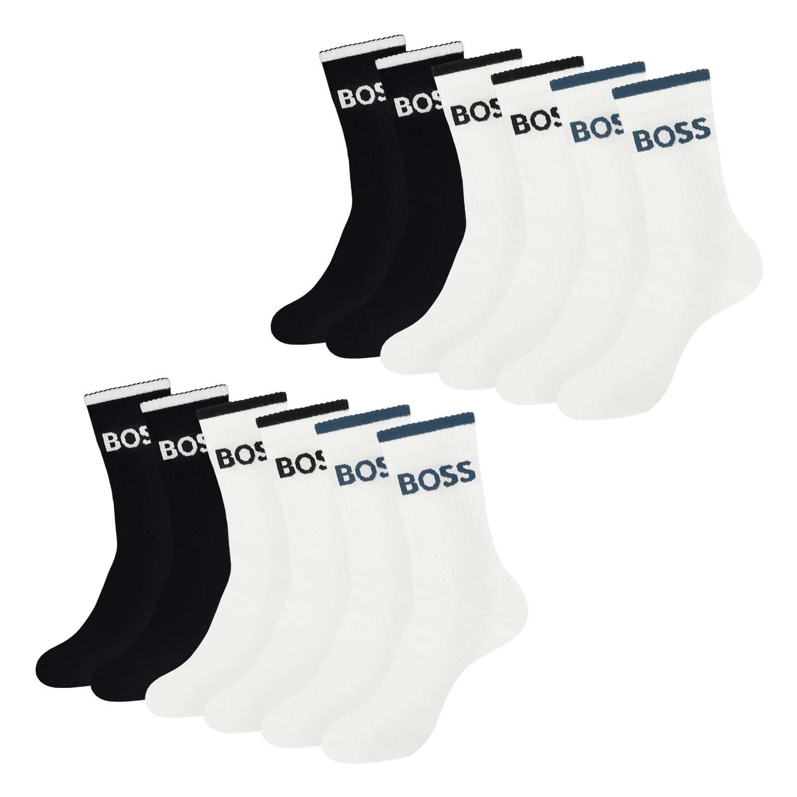 BOSS Freizeitsocken QS Stripe CC (6-Paar) mit plakativem BOSS-Logo