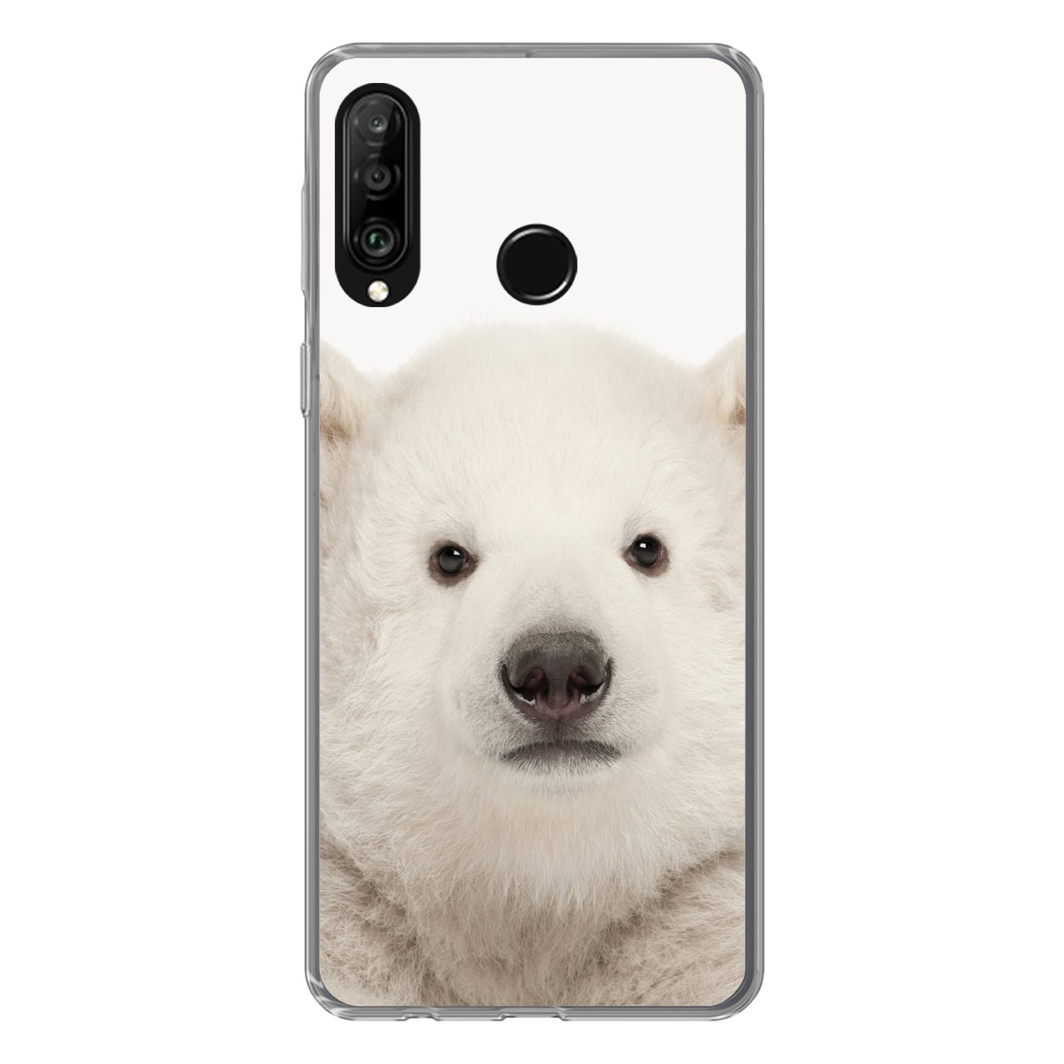 MuchoWow Handyhülle für Huawei P30 Lite Eisbär - Tiere - Weiß - Kinder - Jungen - Mädchen, Handy Case, Silikon, Bumper Case Dünn