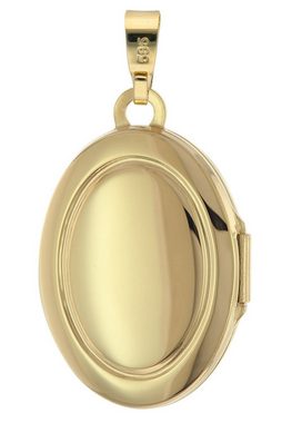 trendor Kette mit Anhänger Medaillon mit Diamant Gold 585/14K an vergoldeter Silberkette