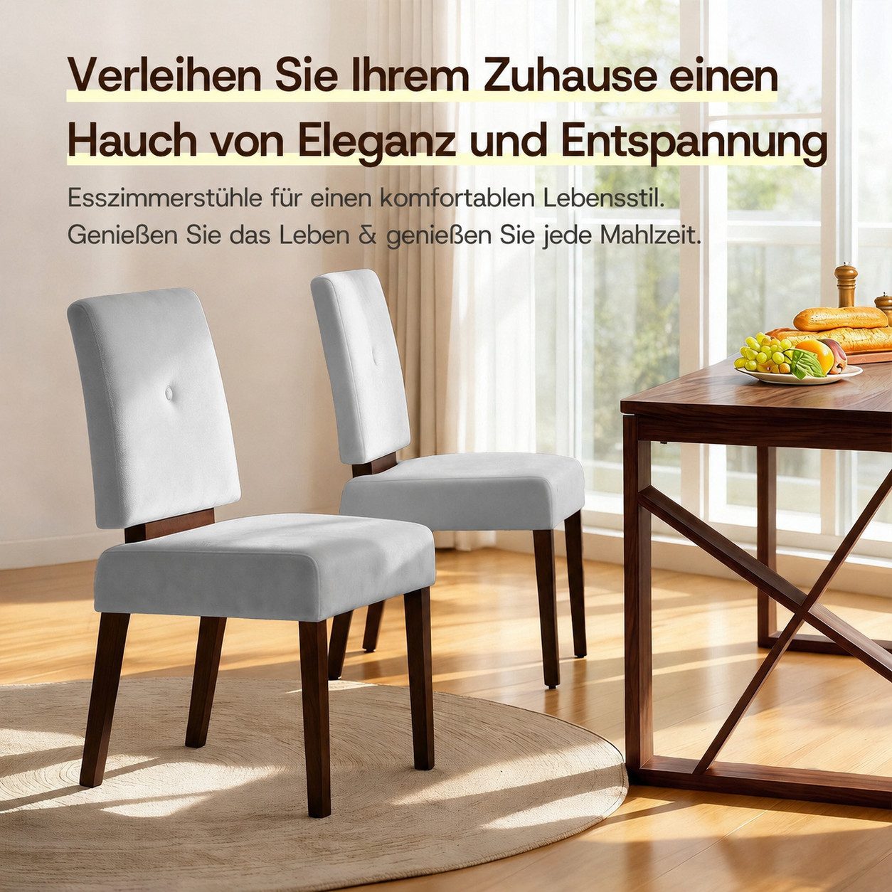 Patbrela Stuhl Holz-Esszimmerstühle, 2er-Set, Polsterstuhl (1 St), stabile Holzkonstruktion