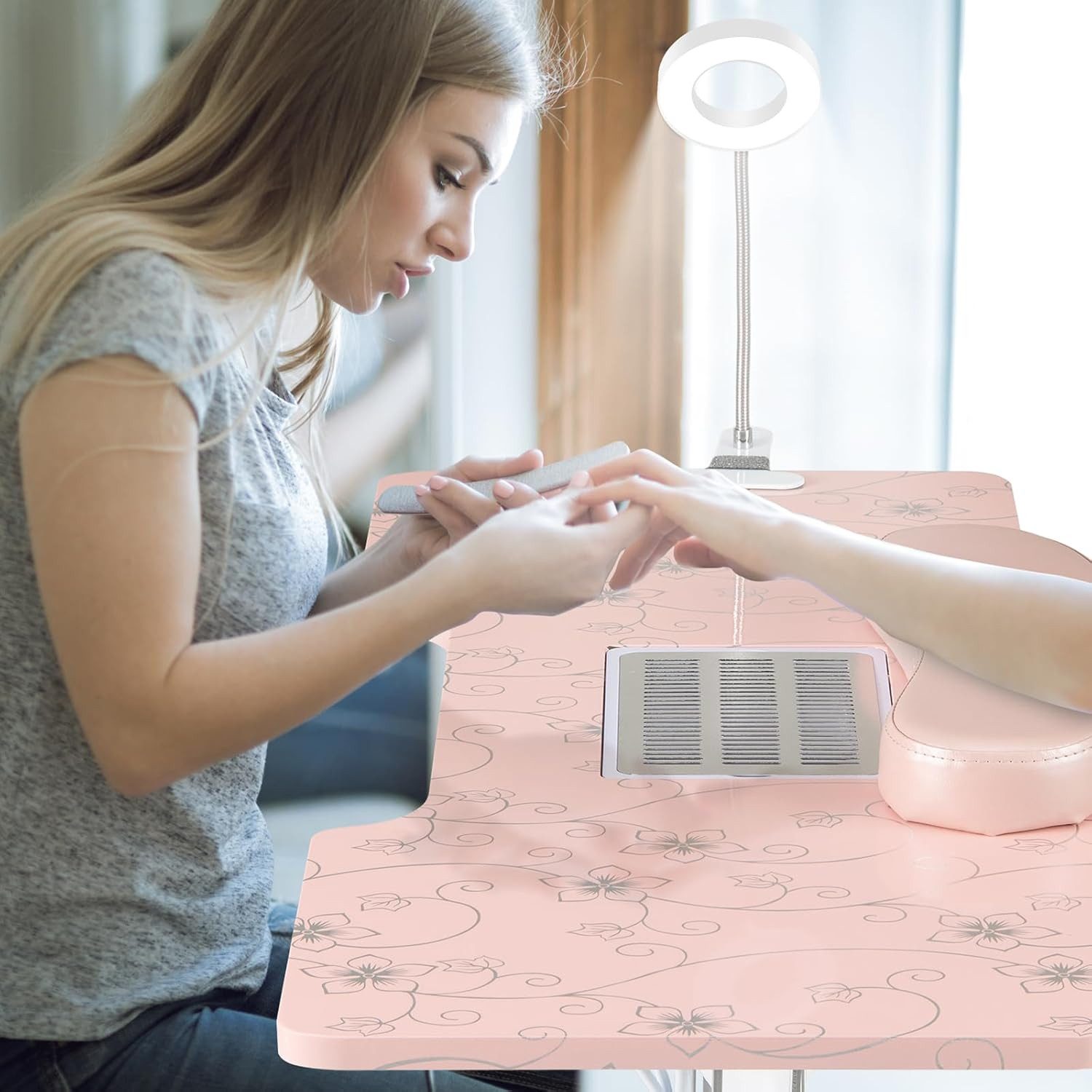 KOMFOTTEU Maniküre-Pediküre-Set, faltbar, LED Lampe, Handgelenkpolster & Tr günstig online kaufen