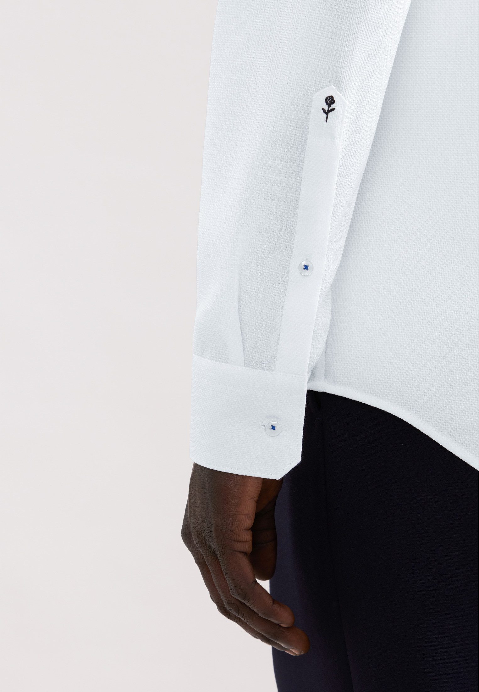 seidensticker Businesshemd Schwarze Rose X-Slim 1/1 Covered-Button-Down-Kragen Struktur