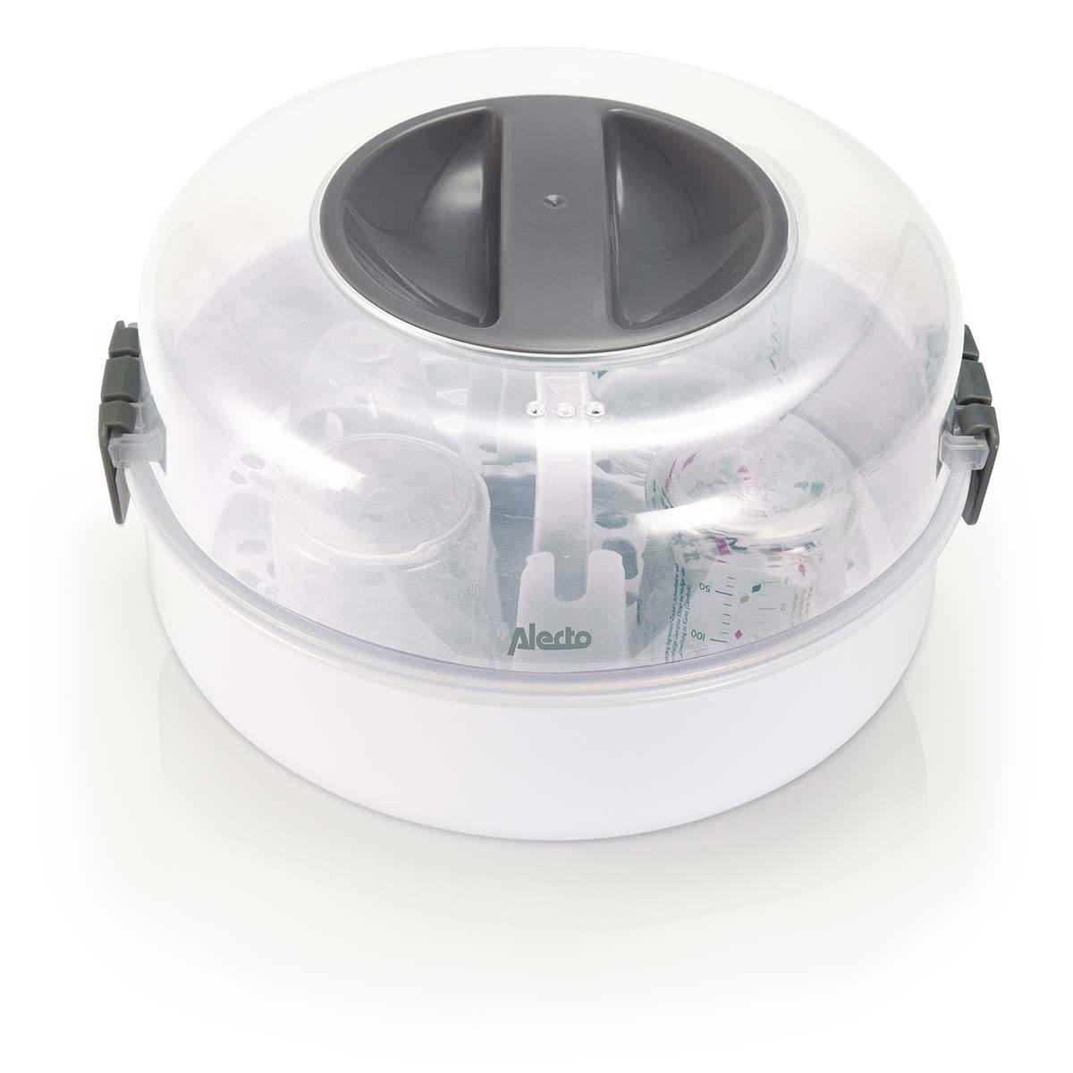 Alecto Babyflaschenwärmer BW-04, Mikrowellen-Sterilisator, BPA-frei, für 4 Flaschen gleichzeitig