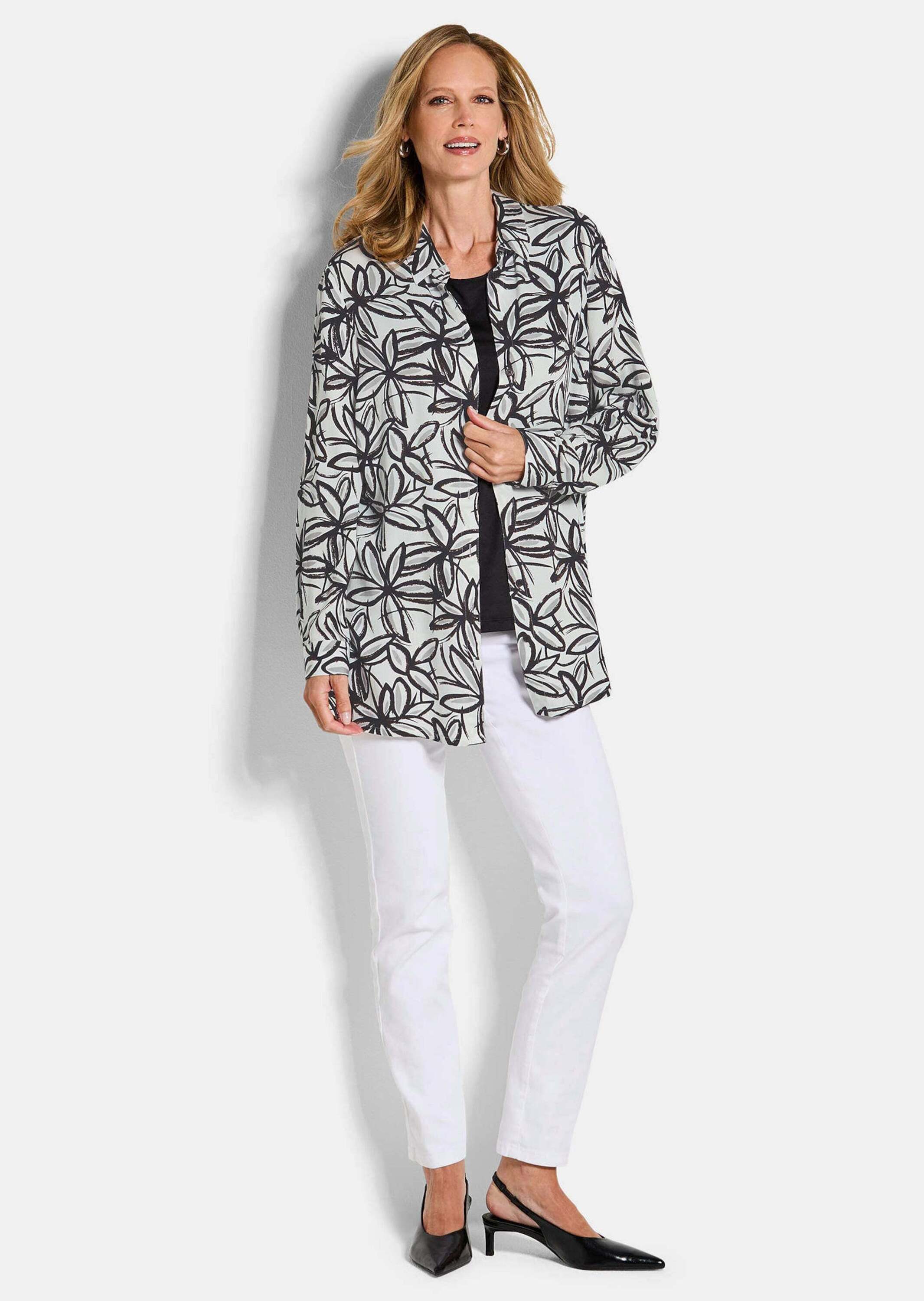 GOLDNER Hemdbluse Hemdbluse mit Blumenprint Viskosebluse mit Hemdkragen, Kn günstig online kaufen