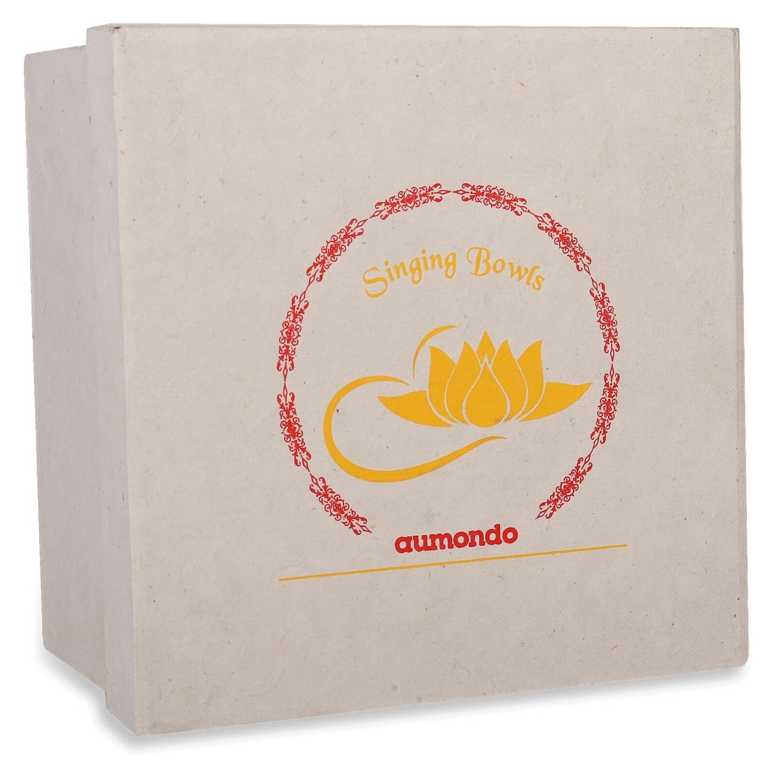 aumondo Percussion-Set Große Tibetische Klangschale 800g, Klangschalen Set Singing Bowl, 16cm im Geschenkset