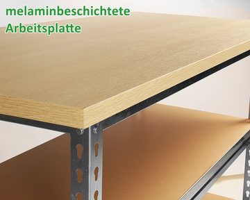 ONDIS24 Werkbank Uwe 120cm Metallregal und Werktisch, höhenverstellbare Einlegeböden, verzinkt, 120 x 60 x 92 (H) cm