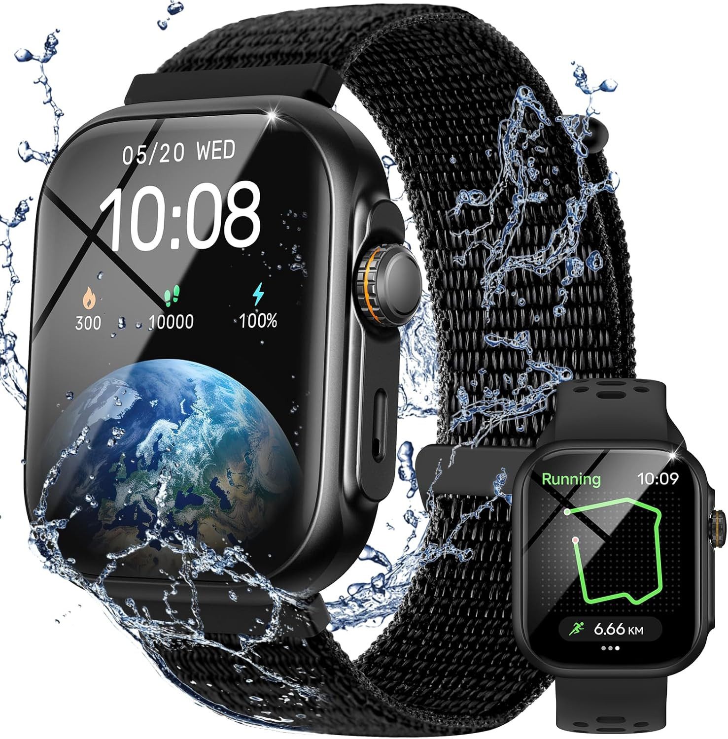 Parsonver ‎ CW Watch S6 G Smartwatch (4,7 cm, android ios), Smartwatch mit GPS, Bluetooth-Telefonie & 1.85" HD-Display