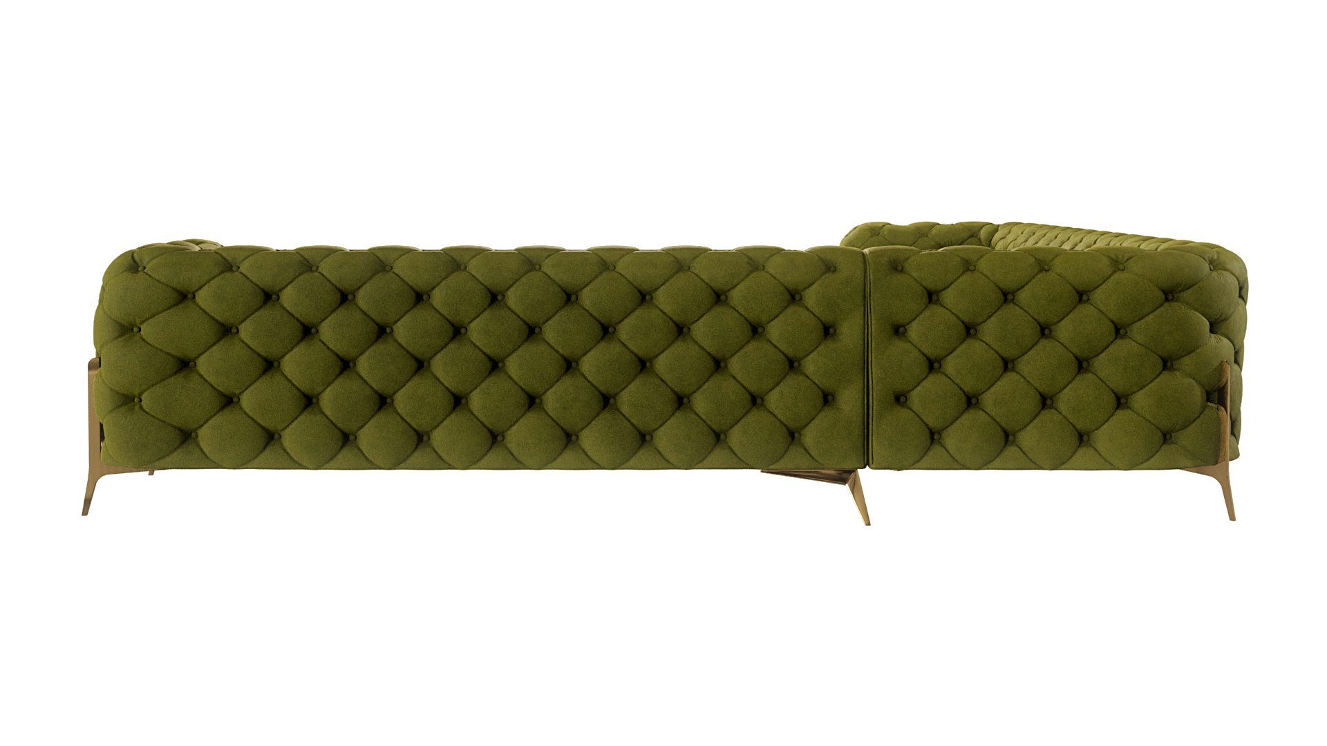 S-Style Möbel Ecksofa Ashley, Chesterfield mit Goldenen Metall Füßen, mit Wellenfederung