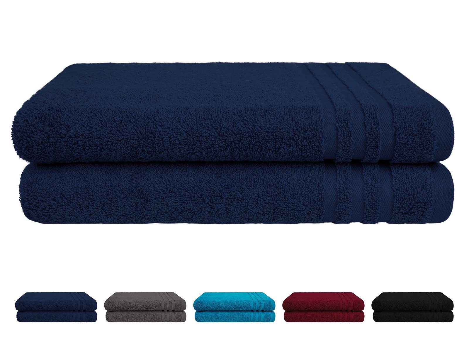 Rapp Badaustattung Duschtücher Duschtuch-Set navy, Walkfrottee (2-St), ca. 70x140 cm Badetücher Duschtücher in Uni Farben 100% Baumwolle