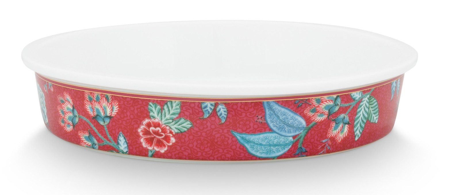 PiP Studio Backform Flower Festival Backform rund dark pink 25,5 cm, Baking Dish Round Flower Festival Dark Pink 25.5x5cm