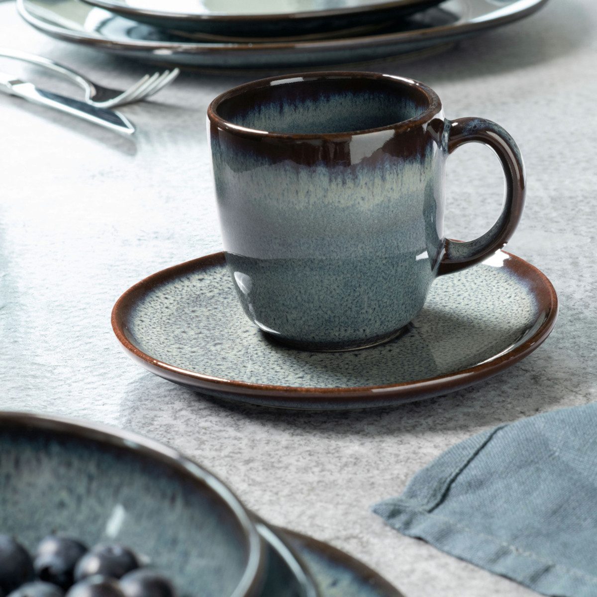 like. by Villeroy & Boch Tasse Lave gris Kaffeeuntertasse, Steingut