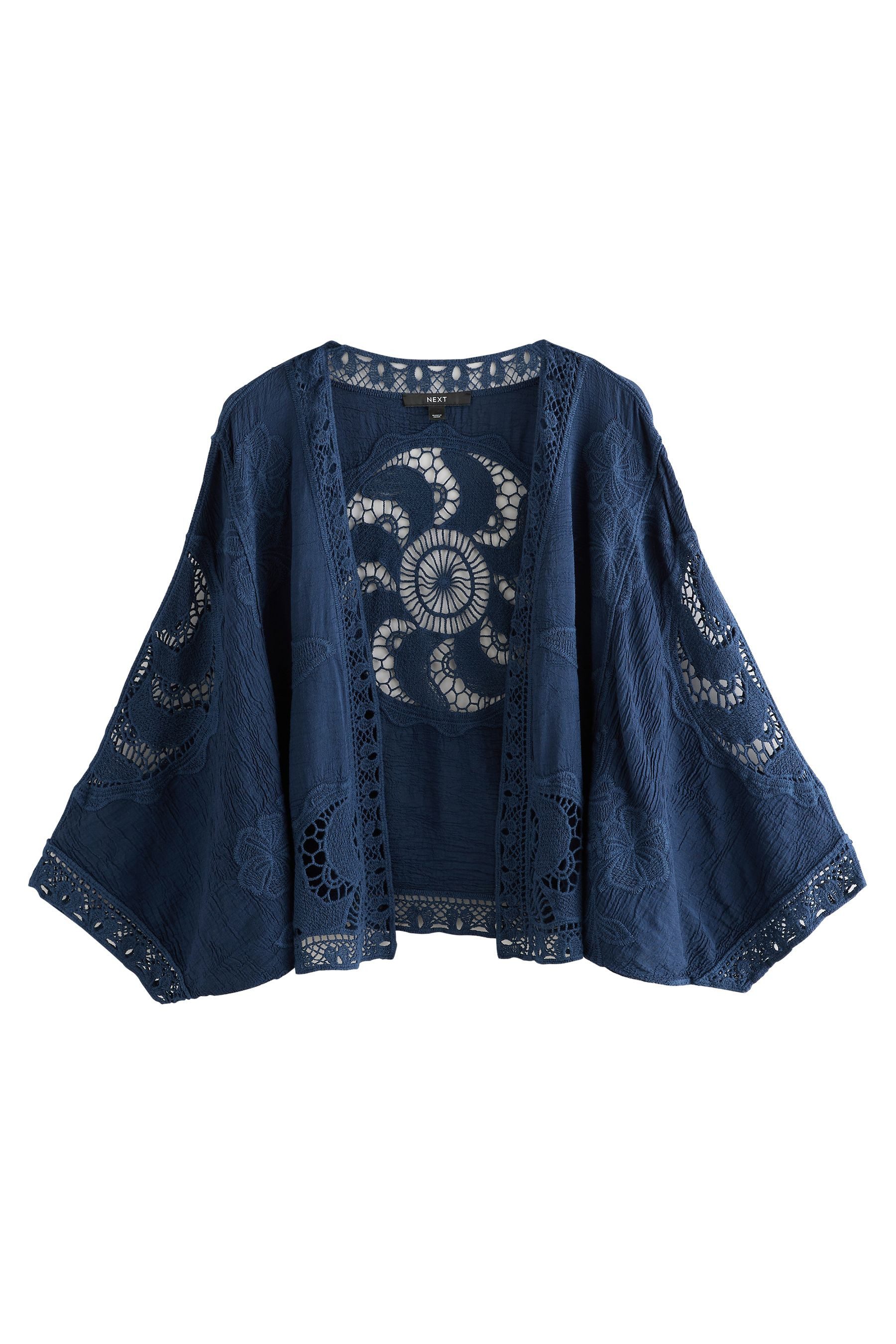 Next Blusenkimono Kurzer Kimono mit Häkeldetails günstig online kaufen