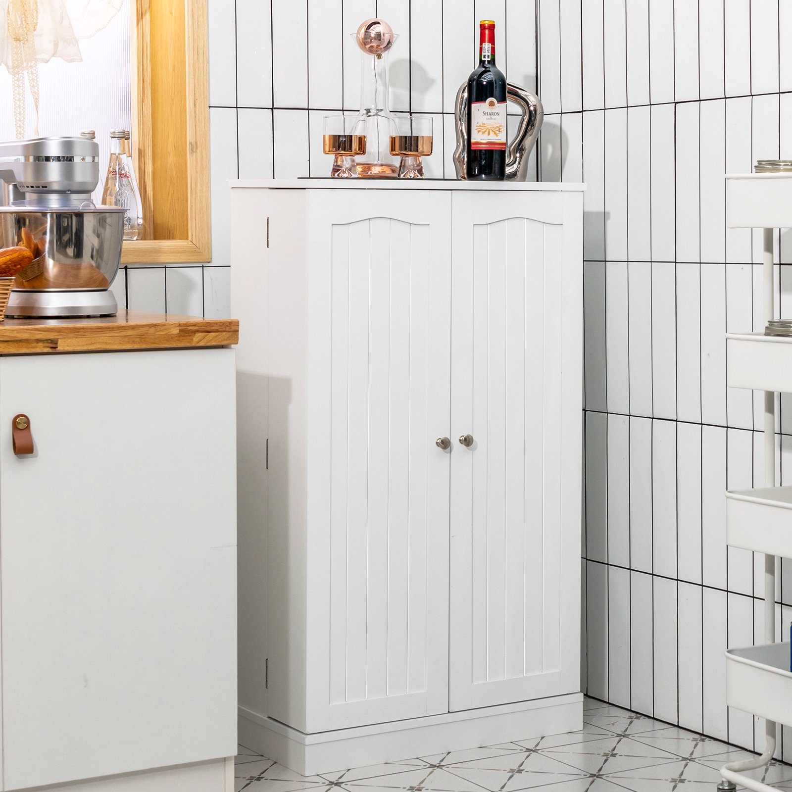 COSTWAY Mehrzweckschrank Küchenschrank mit 6 verstellbaren günstig online kaufen