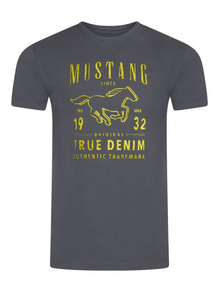 MUSTANG T-Shirt Herren Printshirt Regular Fit (1-tlg) Kurzarm Tee Shirt mit Rundhalsausschnitt aus 100% Baumwolle