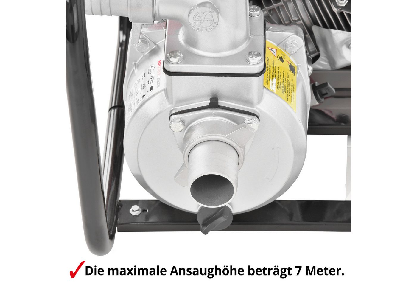 Thumbnail - Hecht Schmutzwasser-Tauchpumpe Benzin 38000 l/h, 2" Anschlüsse, 7m Saughöhe, 23 kg, 4L Tank, mit Saugkorb, 6,5 PS