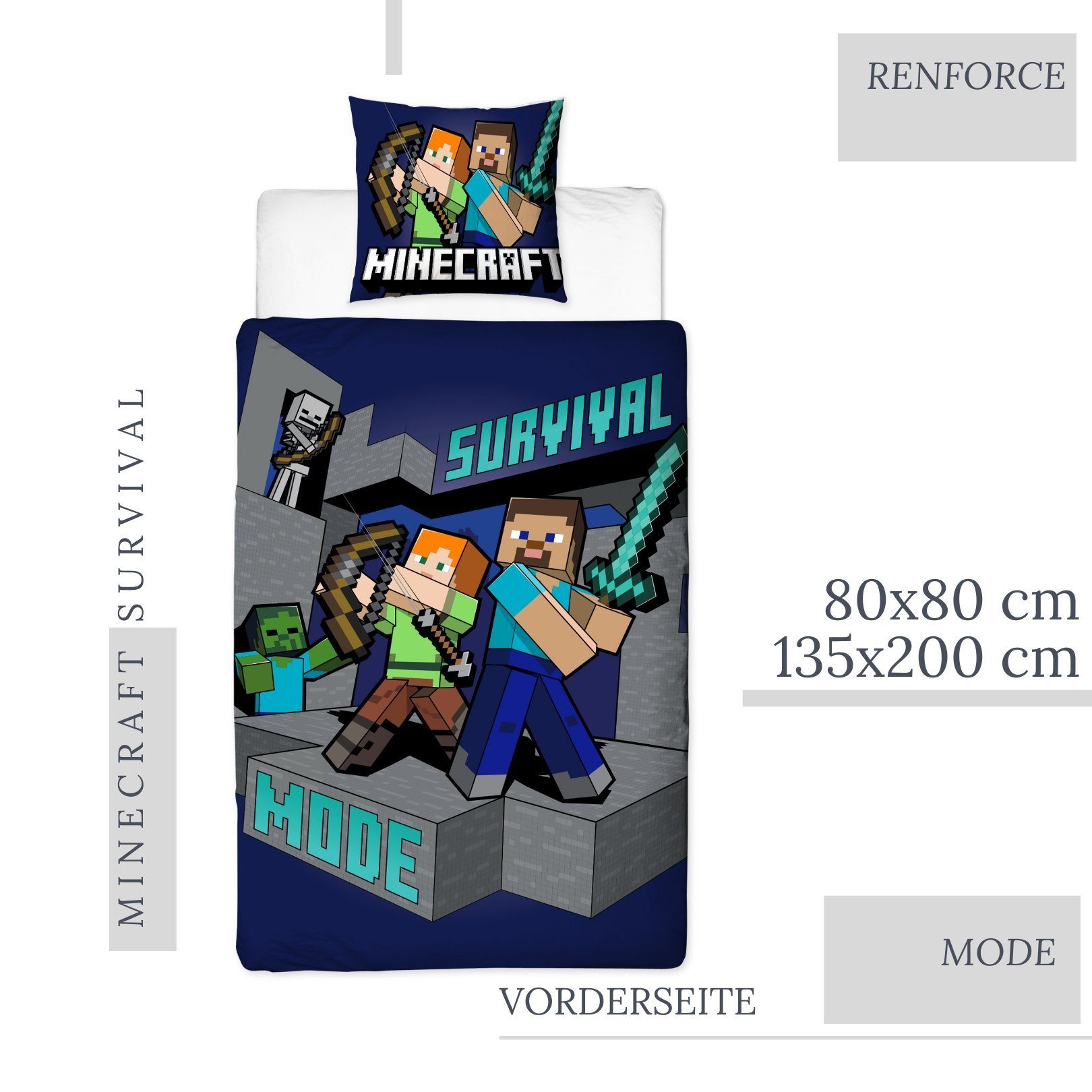 MTOnlinehandel Bettwäsche Minecraft 135x200 + 80x80 günstig online kaufen