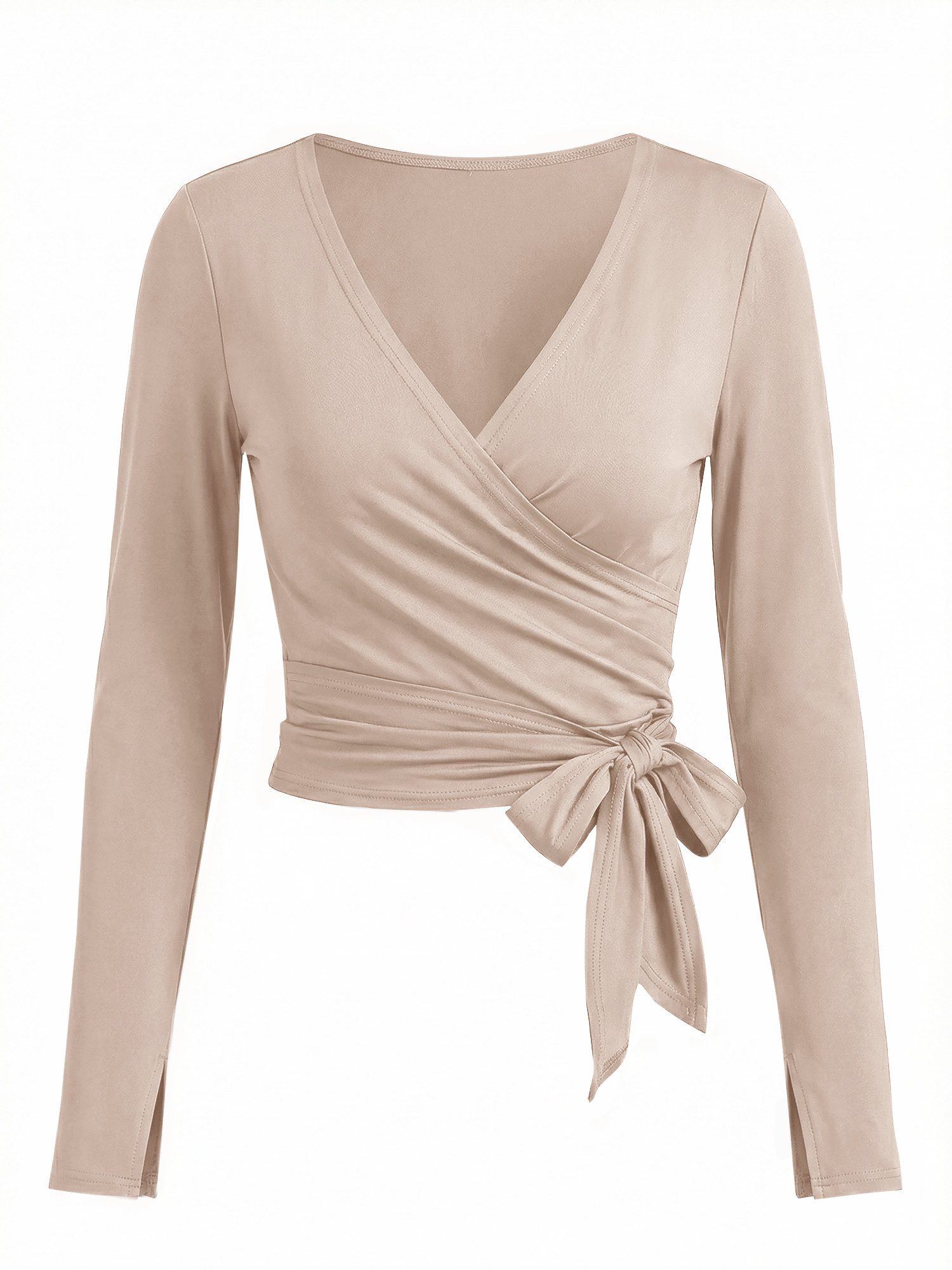 Imily Bela T-Shirt Damen Wickeloberteile Langärmlige Sportshirts (Packung, 1-tlg., 1per-Pack) einfarbig