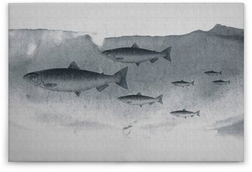 A.S. Création Leinwandbild into the blue 3, Tiere (1 St), Keilrahmen Bild Unterwasser Welt Fische Grau