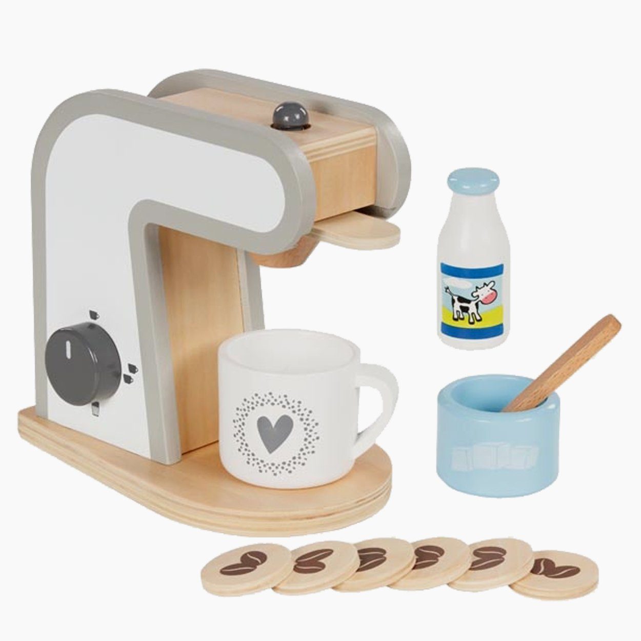 goki Kinder-Kaffeemaschine Kaffeemaschine, (packung, 13-tlg., spar set), alles aus Holz