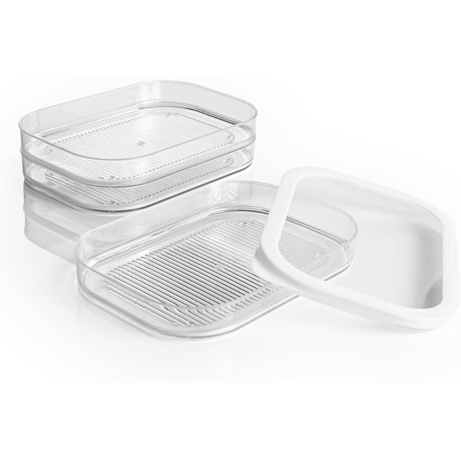 GOURMETmaxx Vorratsdose Aufschnittboxen Kühlschrank Wurst Käse Frischhaltedosen, Polypropylen, (1-tlg), mit Deckel 3 Lagen 3 x 550 ml