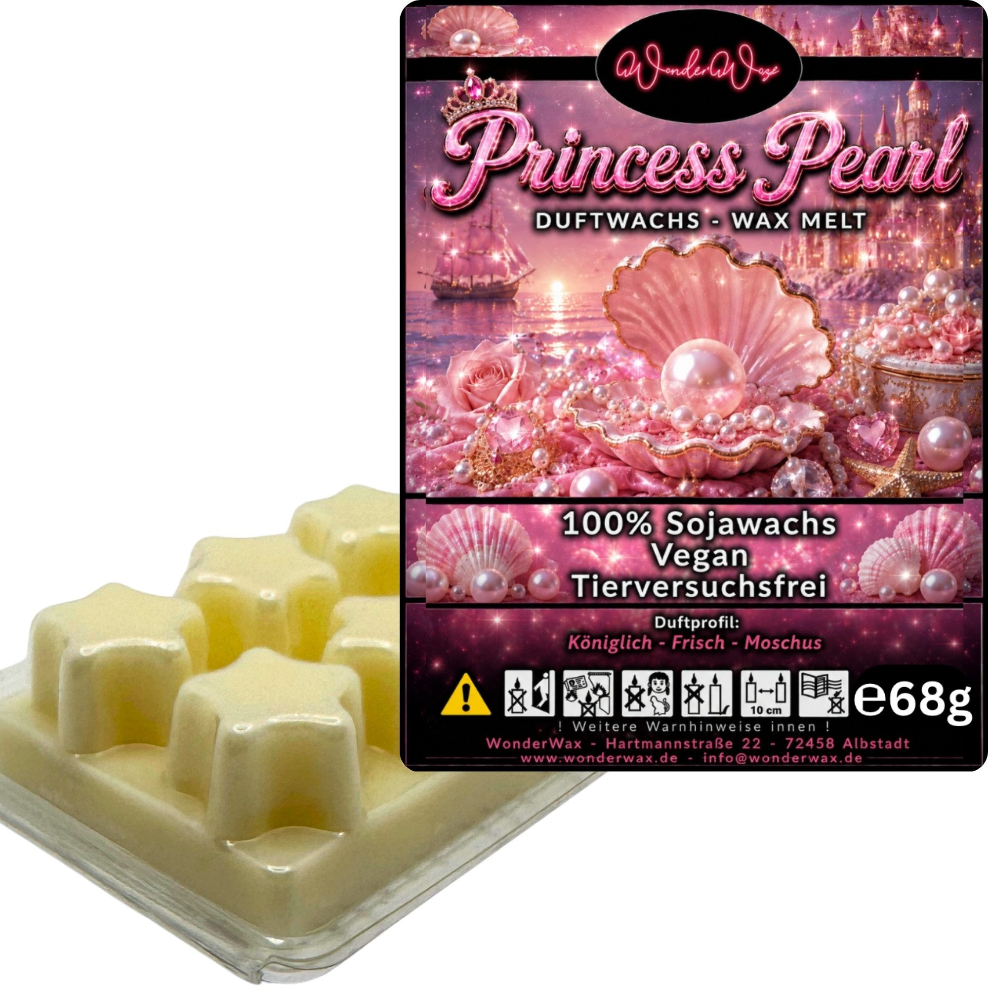 WonderWax Duftwachs WonderWax® Duftwachs 6 Sterne, (Princess Pearl), Duftrichtung: Princess Pearl