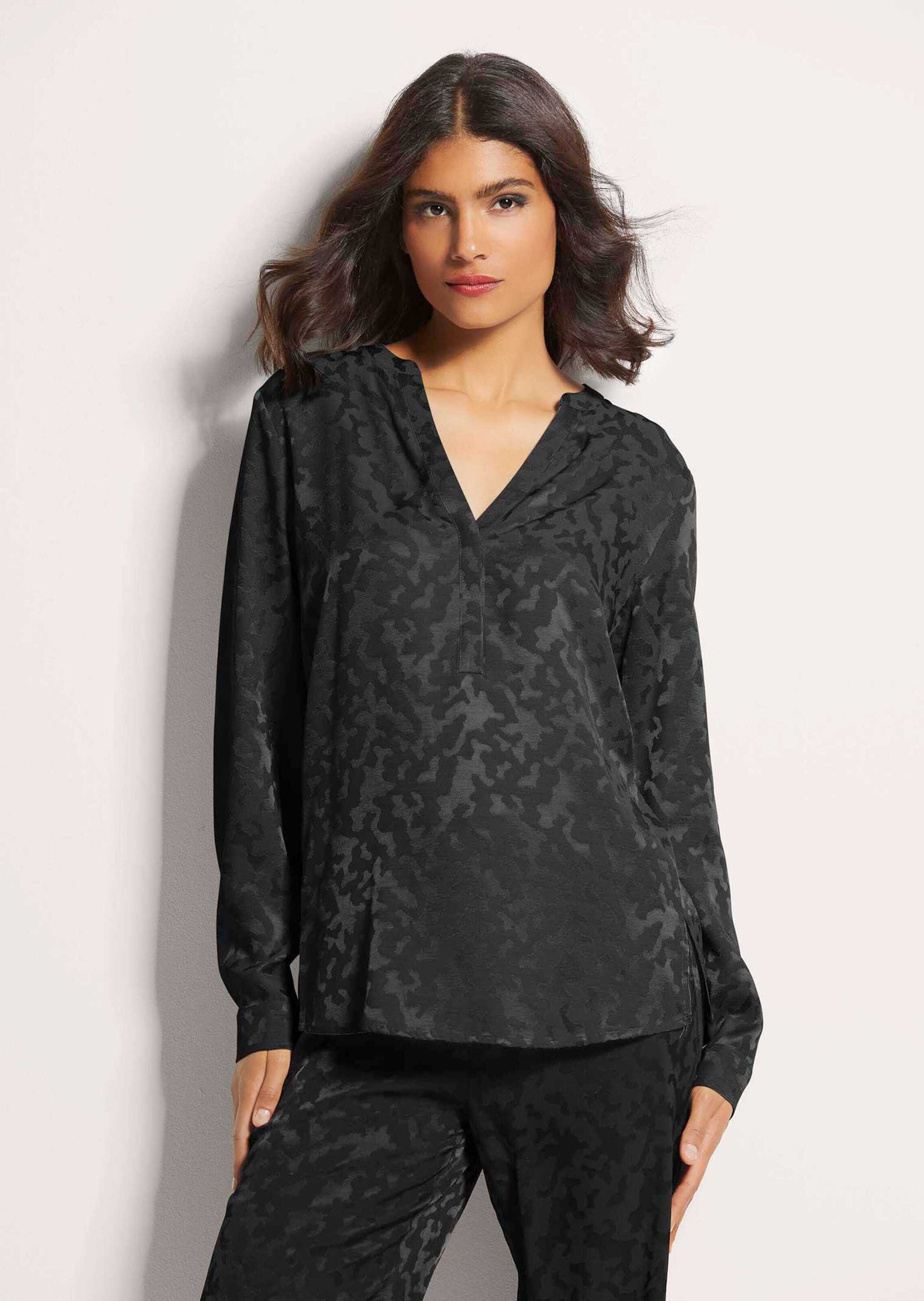 Langarmbluse Lange Jacquard-Bluse
