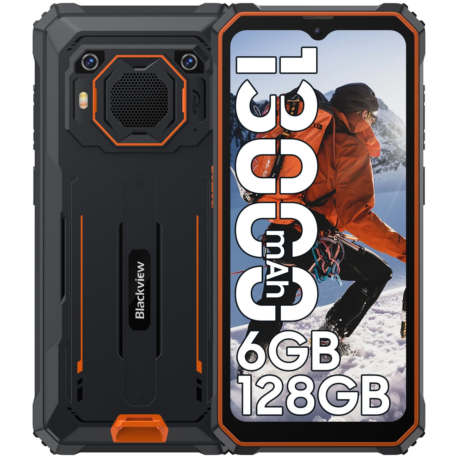 blackview BV6200Pro(6+128) AI Smartphone (6.56 Zoll, 13 MP Kamera, 13000mAh, 18W, 98dB Lautsprecher, Fingerabdruck/NFC,Ohne Vertrag)