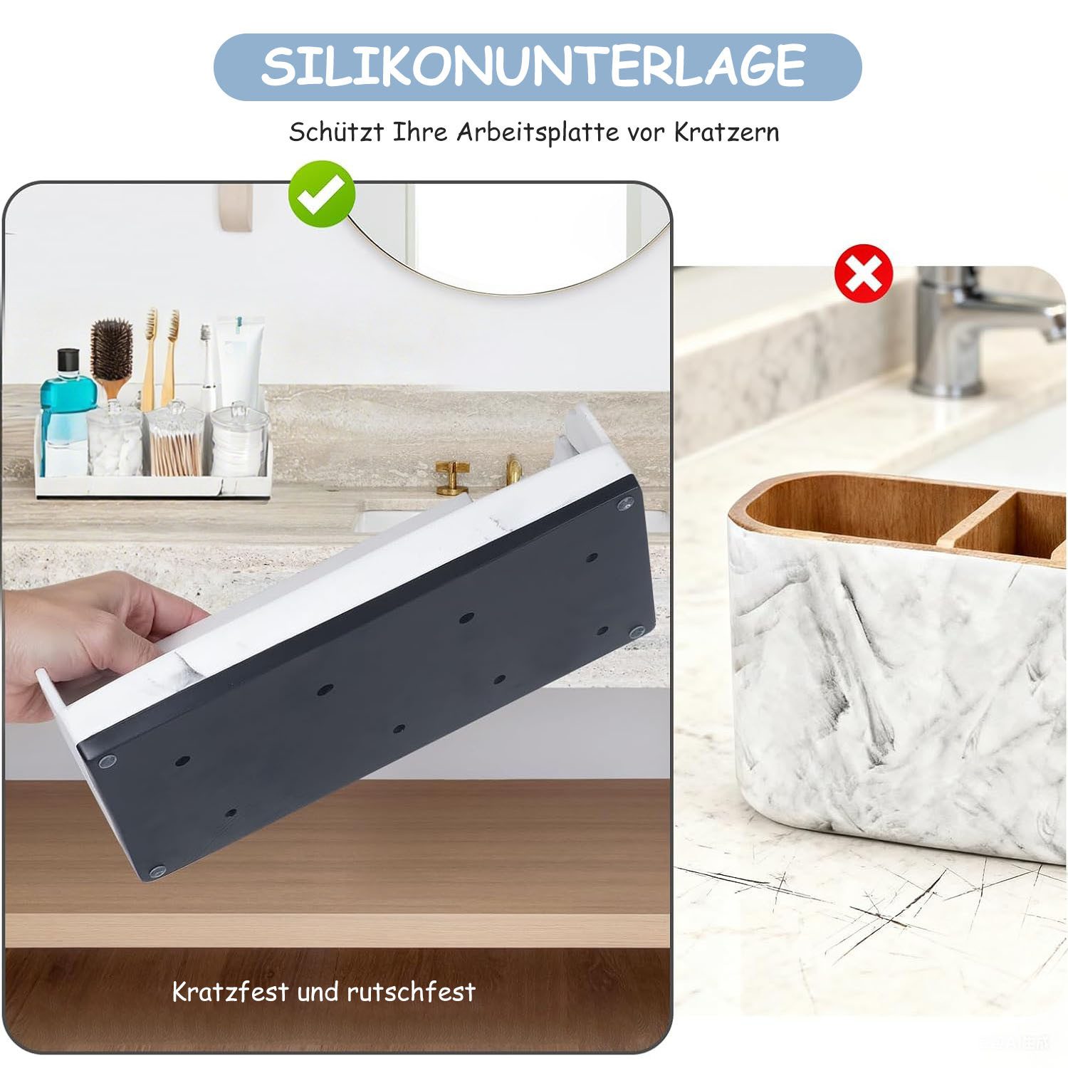 SURFOU Zahnbürstenhalter Toothbrush Holder Zahnbürste Halterung mit Trennwände, Bad Accessoires für Büro, Wohnzimmer, Eitelkeit Countertop – Bild 4 von 5