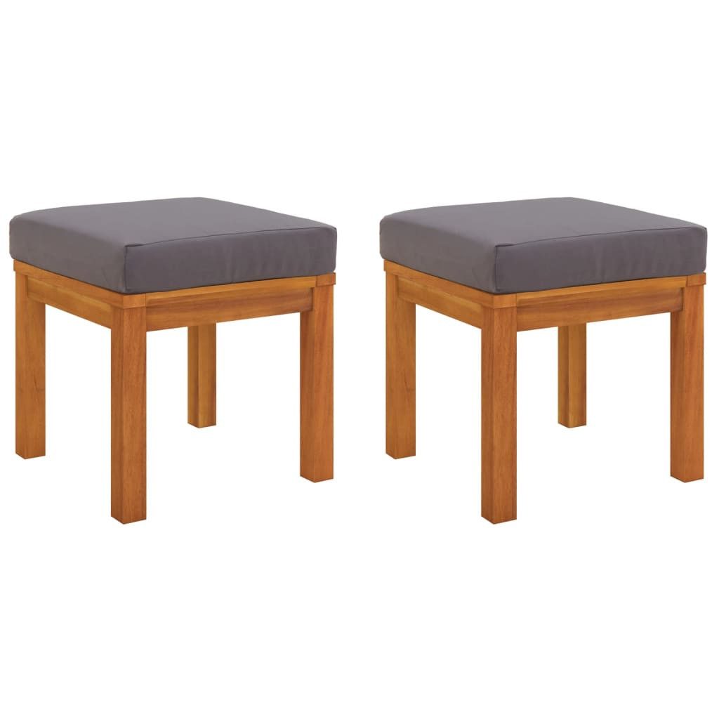 vidaXL Hocker Gartenhocker mit Kissen 2 Stk. 40x40x34 cm Massivholz (2 St)