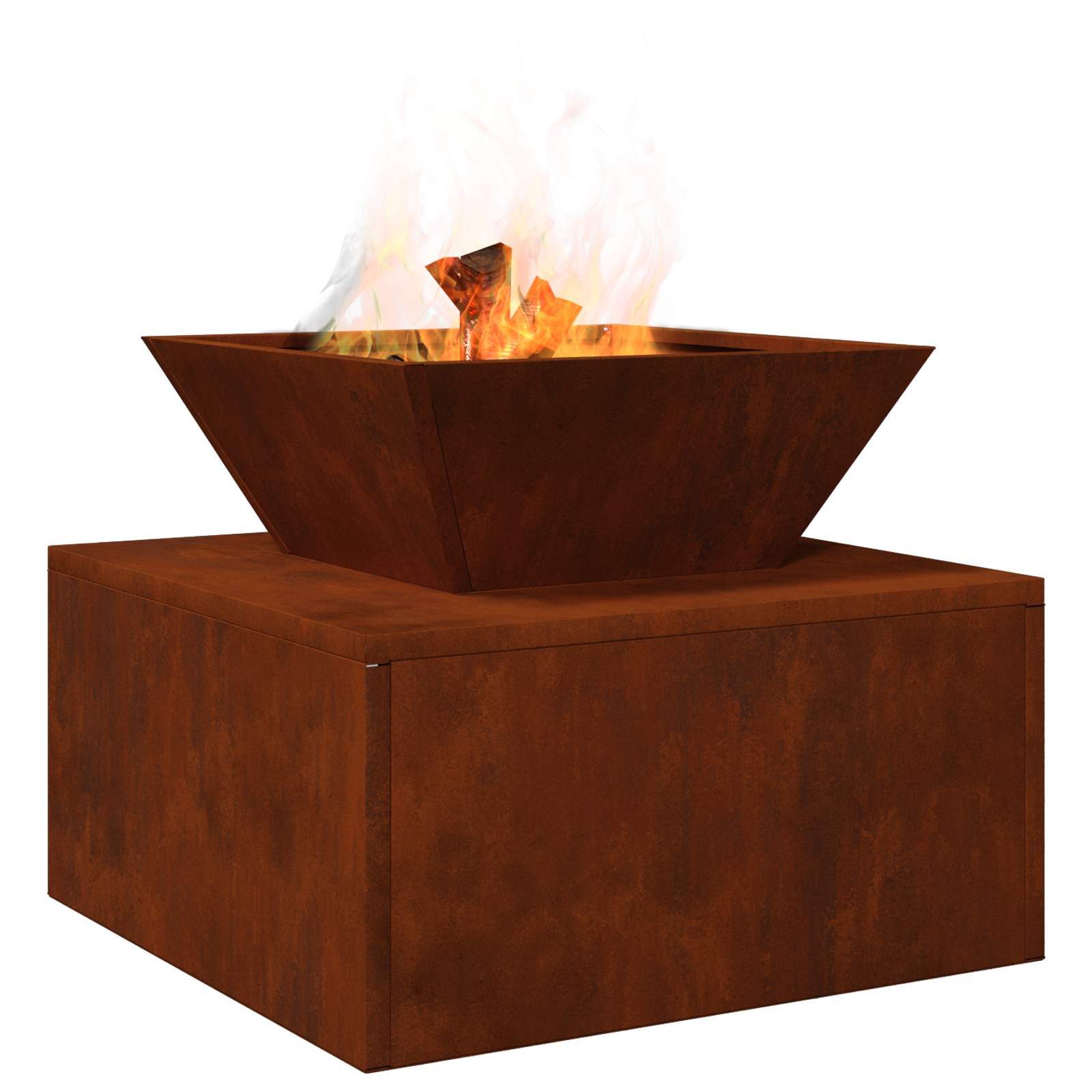 vidaXL Feuerstelle Feuerstelle Rostoptik 50 x 50 x 40 cm, (1-St)