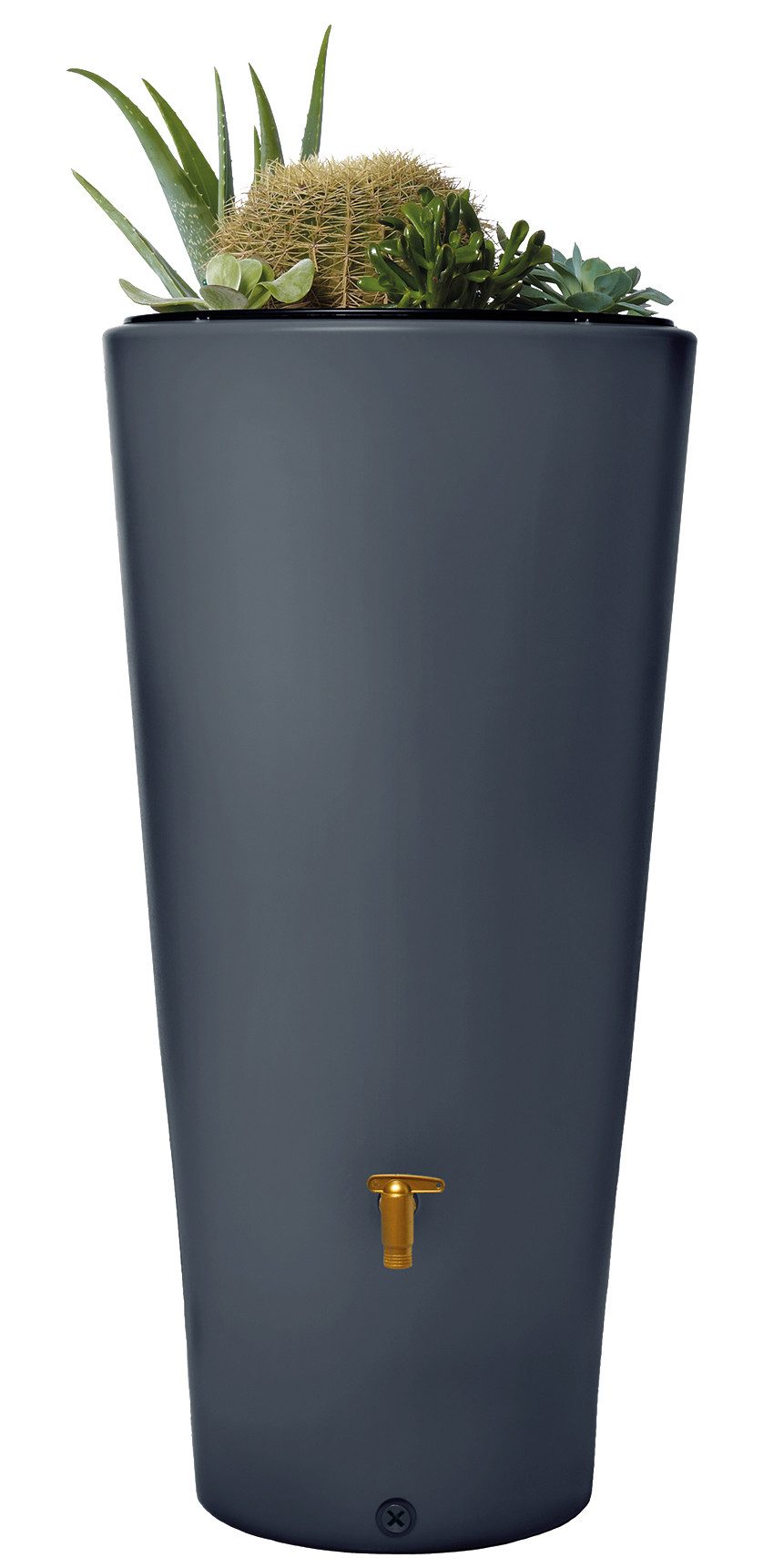 4rain Regentonne VASO 2in1 Regenspeicher 220 Liter graphite grey inkl. Pflanzschale