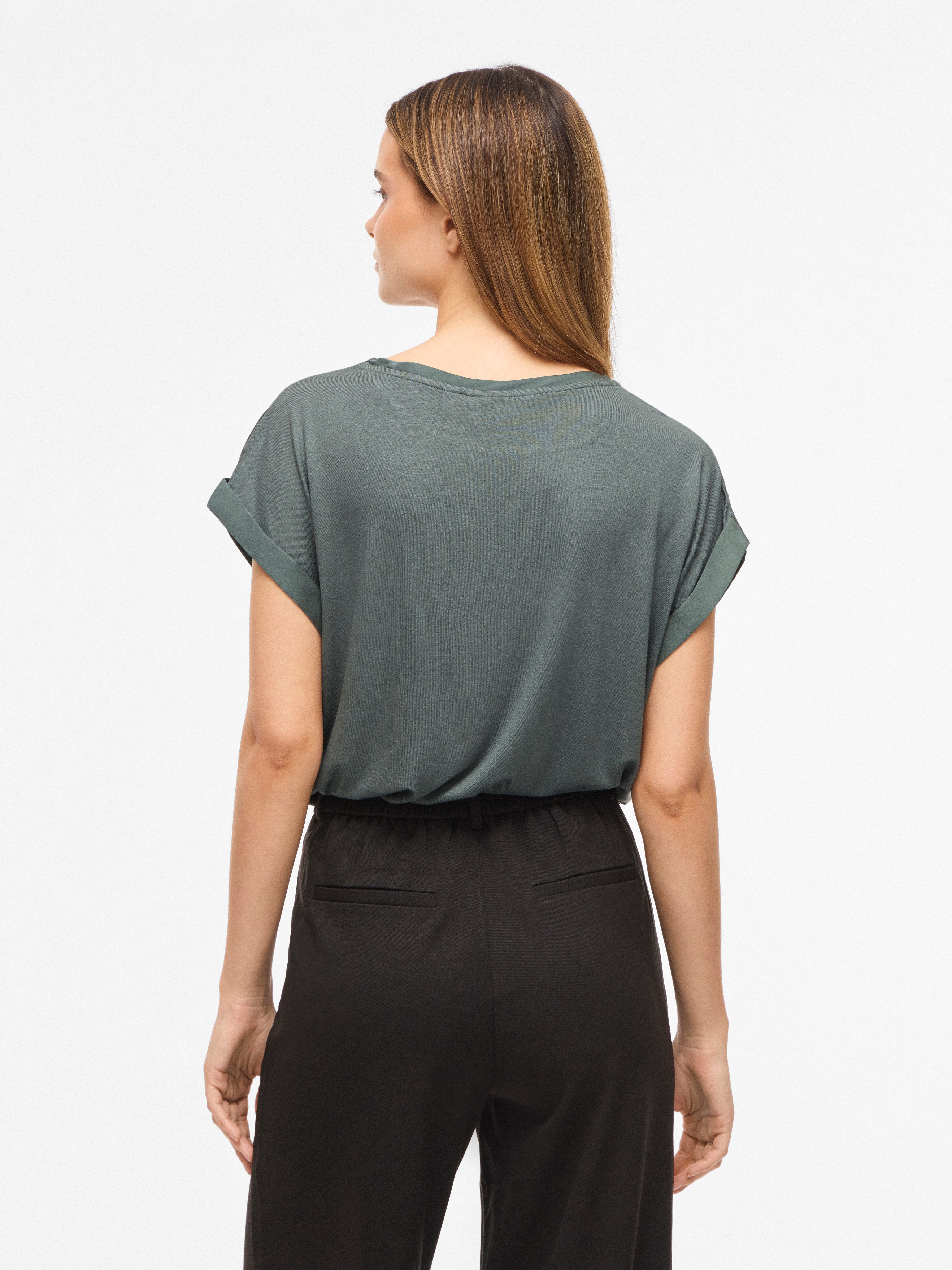 Vila Kurzarmshirt VIELLETTE S/S SATIN TOP - NOOS Kunstfaser, regular fit
