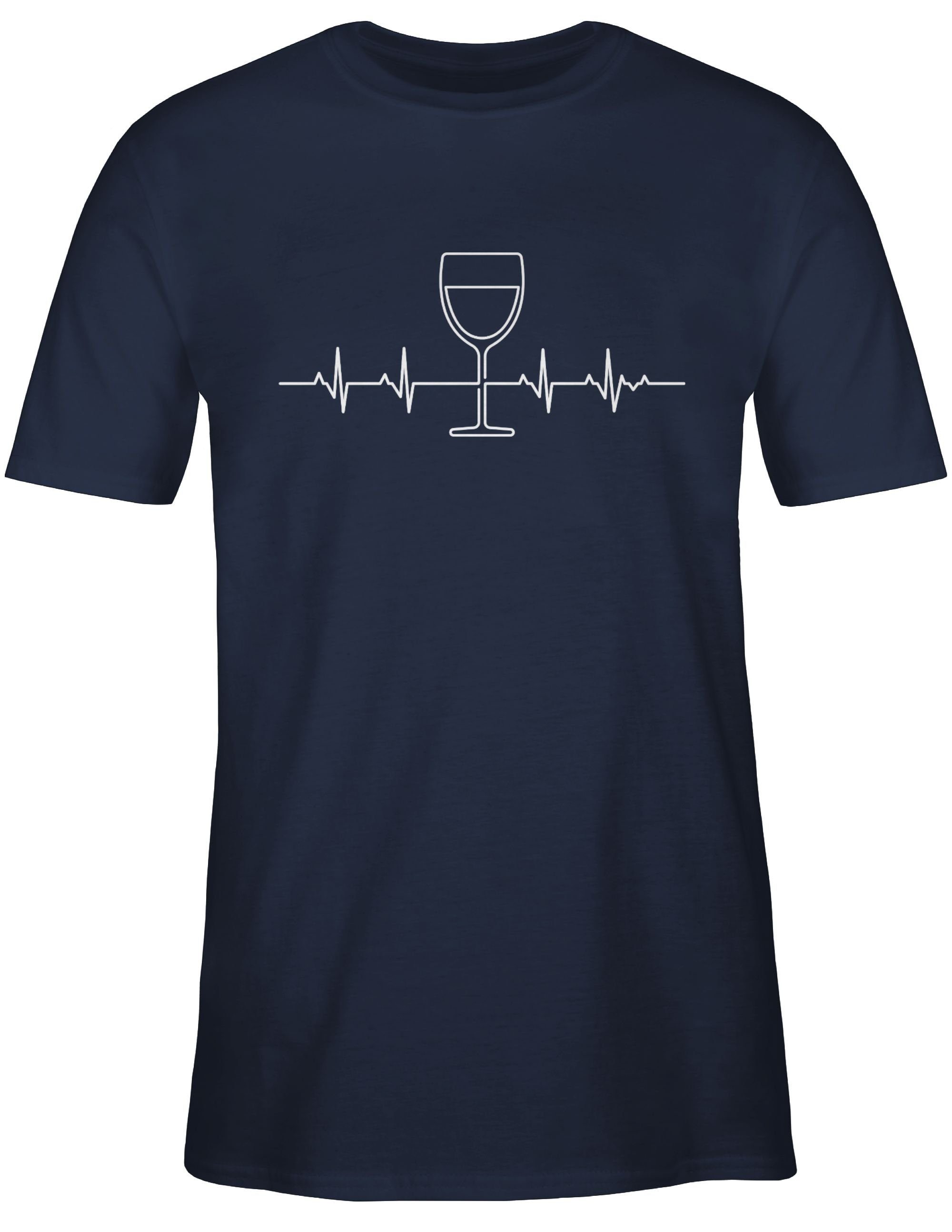 T-Shirt Wein Outfit Symbol Herzschlag 01 Zeichen und Blau Navy Weinliebhaber Shirtracer Vino