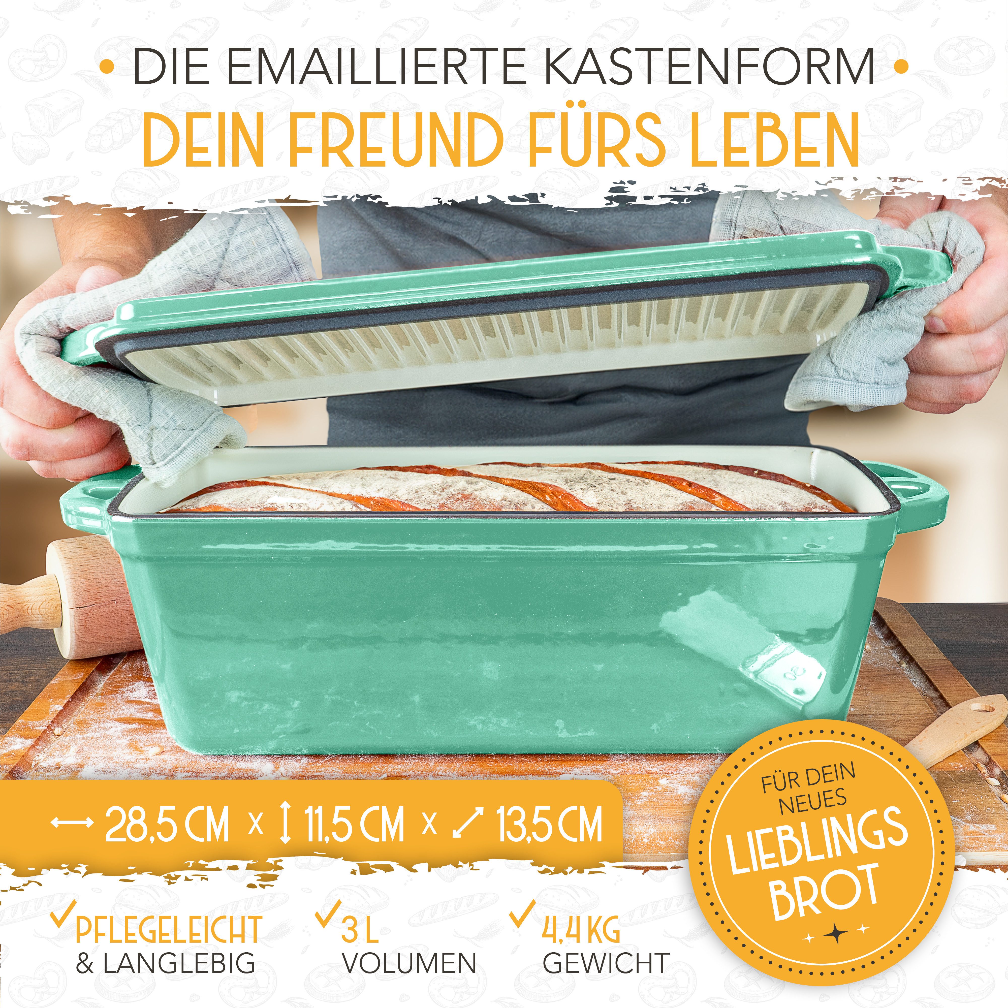 Krustenzauber Brotbackform Brotbackform Gusseisen Topf Brot Backen [inkl. Gärkorb] – Bild 5 von 5