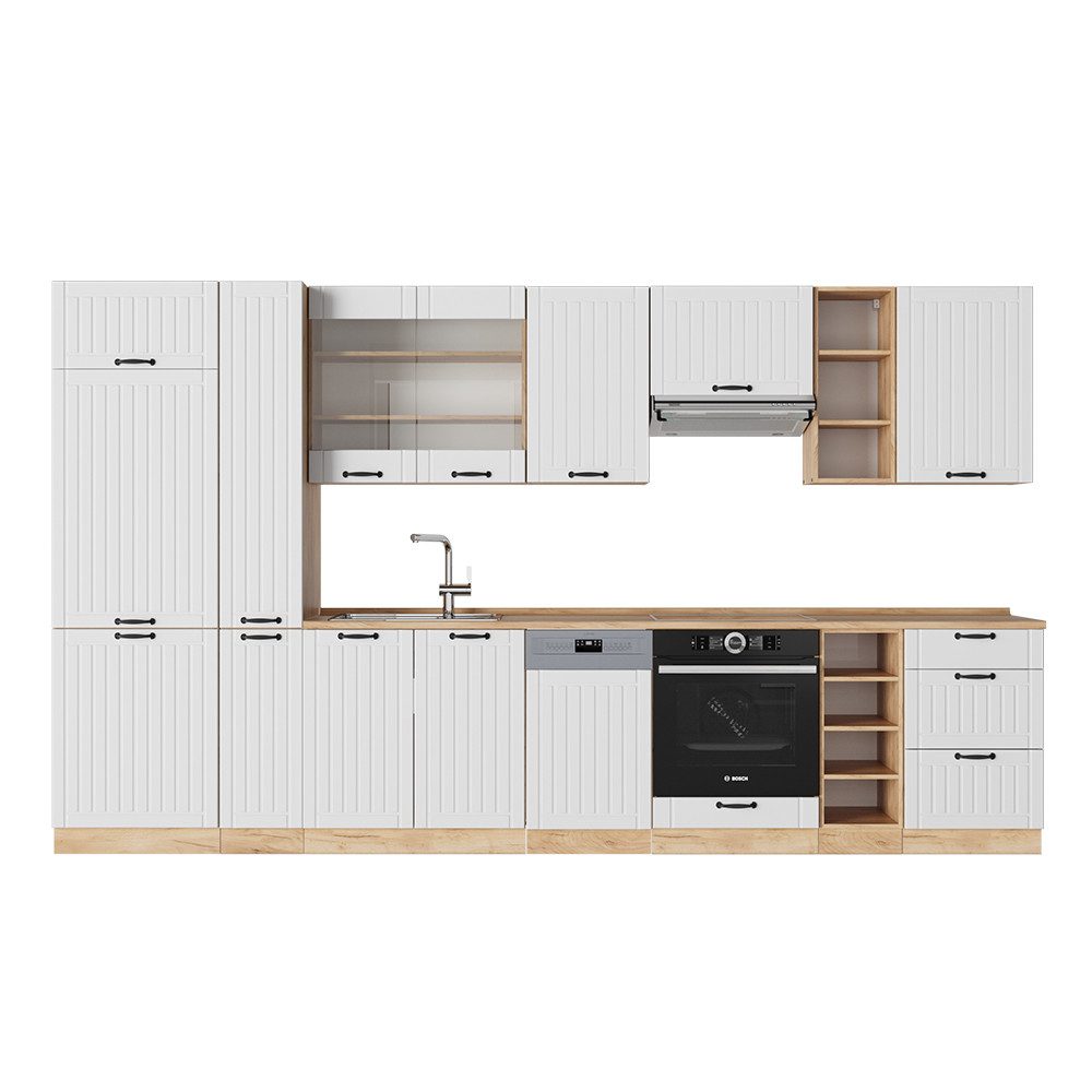 Vicco Küchenzeile Fame-Line, Weiß Landhaus/Goldkraft Eiche, günstig online kaufen