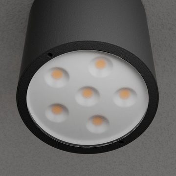 Lucande LED Außen-Deckenleuchte Meret, LED-Leuchtmittel fest verbaut, warmweiß, Modern, Aluminiumdruckguss, Glas, grafit, klar, 1 flammig, inkl.