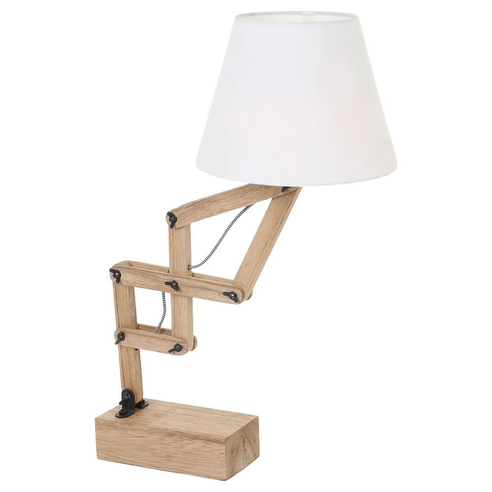 Tischleuchte, Tischlampe beweglich nicht inklusive, Landhaus Leuchtmittel etc-shop Textil Beistellleuchte weiß Holzlampe