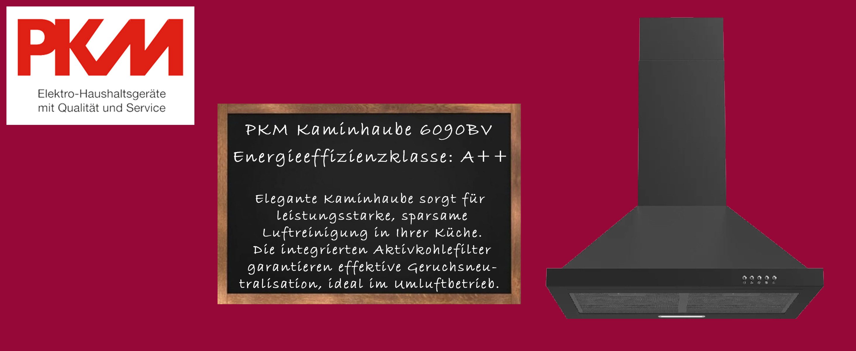 PKM Kaminhaube, inkl. Aktivkohlefilter, LED Beleuchtung
