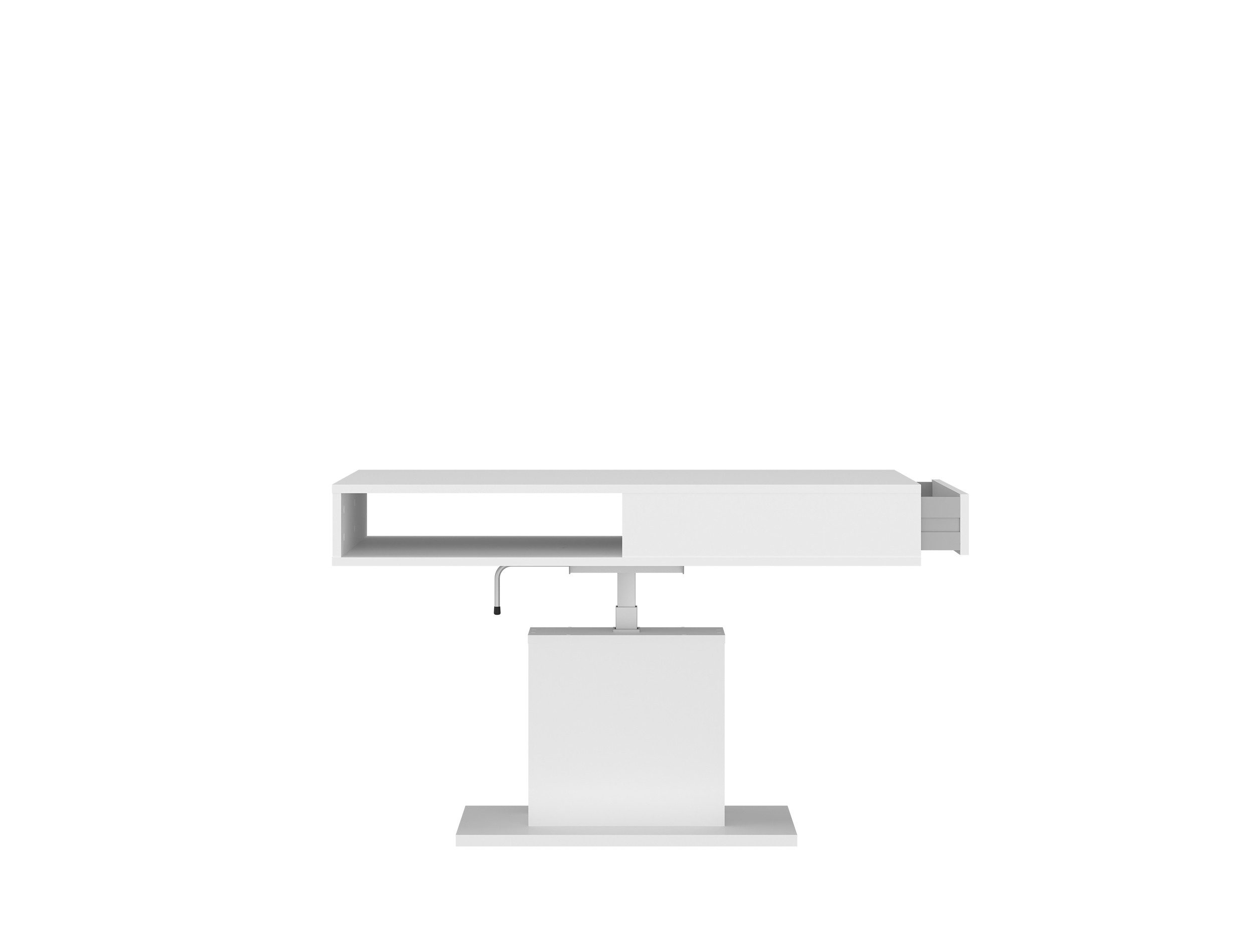 Meble Wójcik Couchtisch höhenverstellbar bis 80cm, Alpinweiß - 110x60/80x65cm (BxHxT)