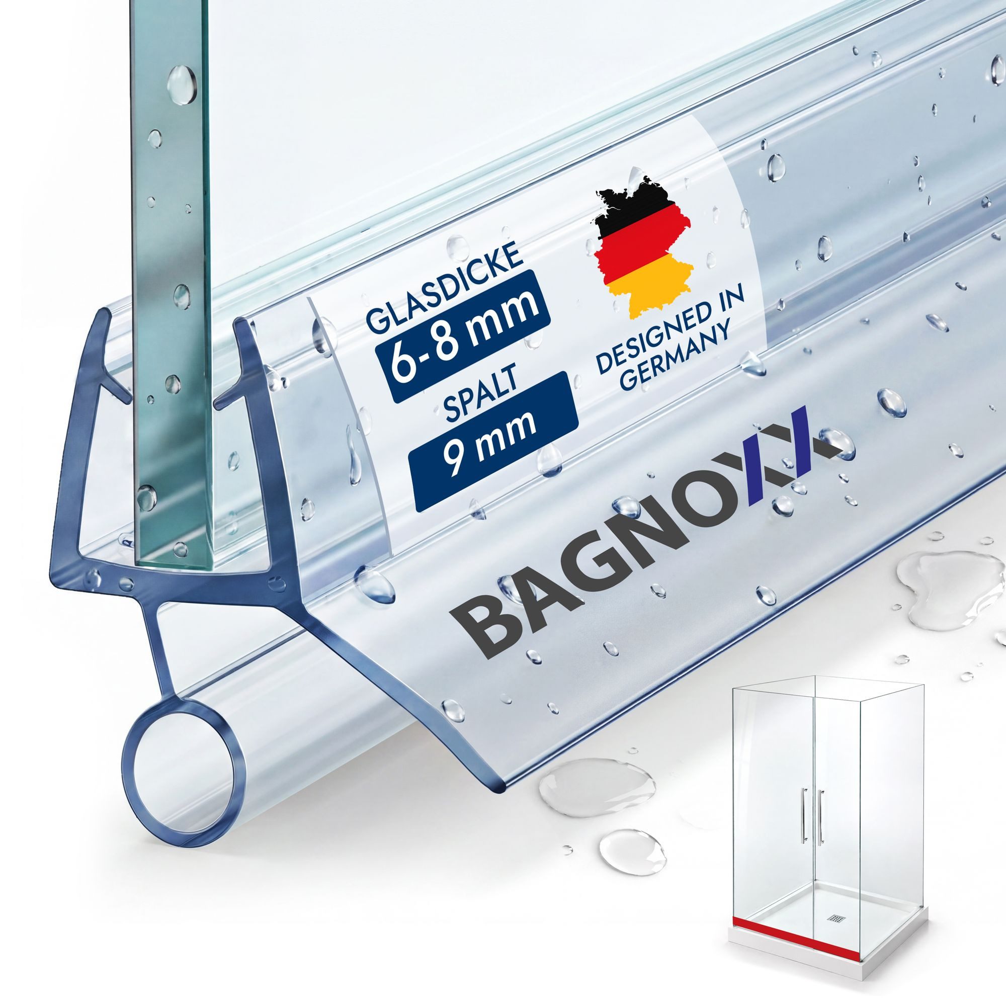 Bagnoxx Duschdichtung, L: 100 cm, (Duschdichtung Schleiflippendichtung 100cm, 1-St), Wasserabweisprofil für Türdichtung unten, Duschlippe aus PVC