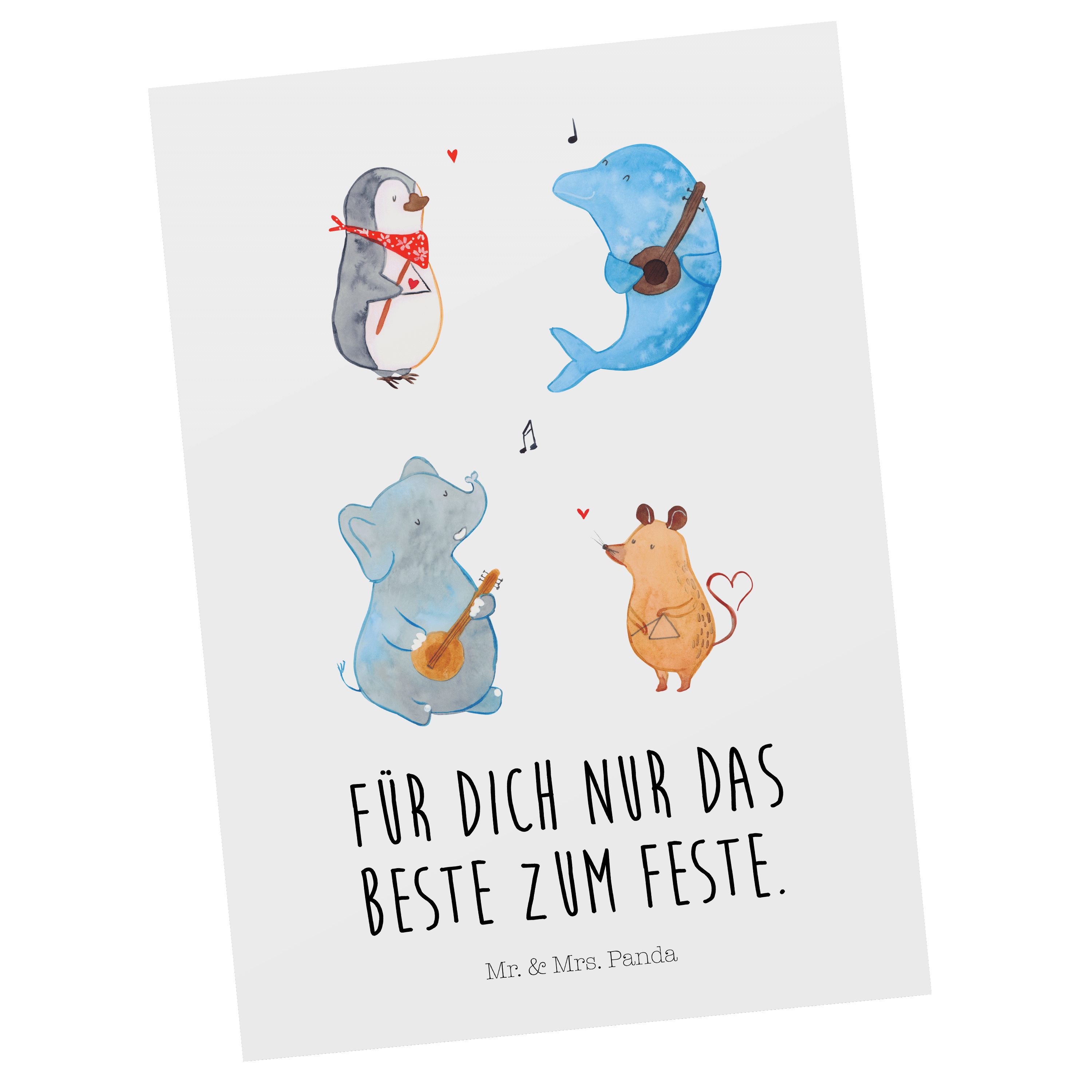 Mr. & Mrs. Panda Postkarte »Big Band Weiß Geschenk, Elefant