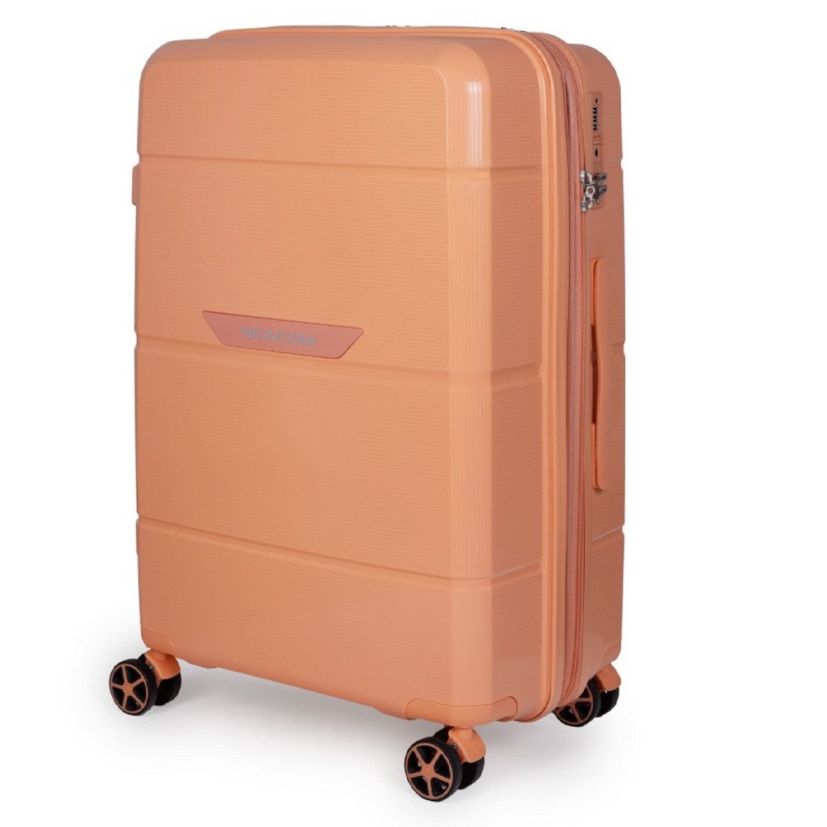 NEWCOM Handgepäck-Trolley Hartschalenkoffer Handgepäck, M/55cm, TSA, Polypropylen, Erweiterbar, 4 Rollen, 360° drehbar, 20 Zoll, 54L, Orange, leichter & robuster Reisekoffer