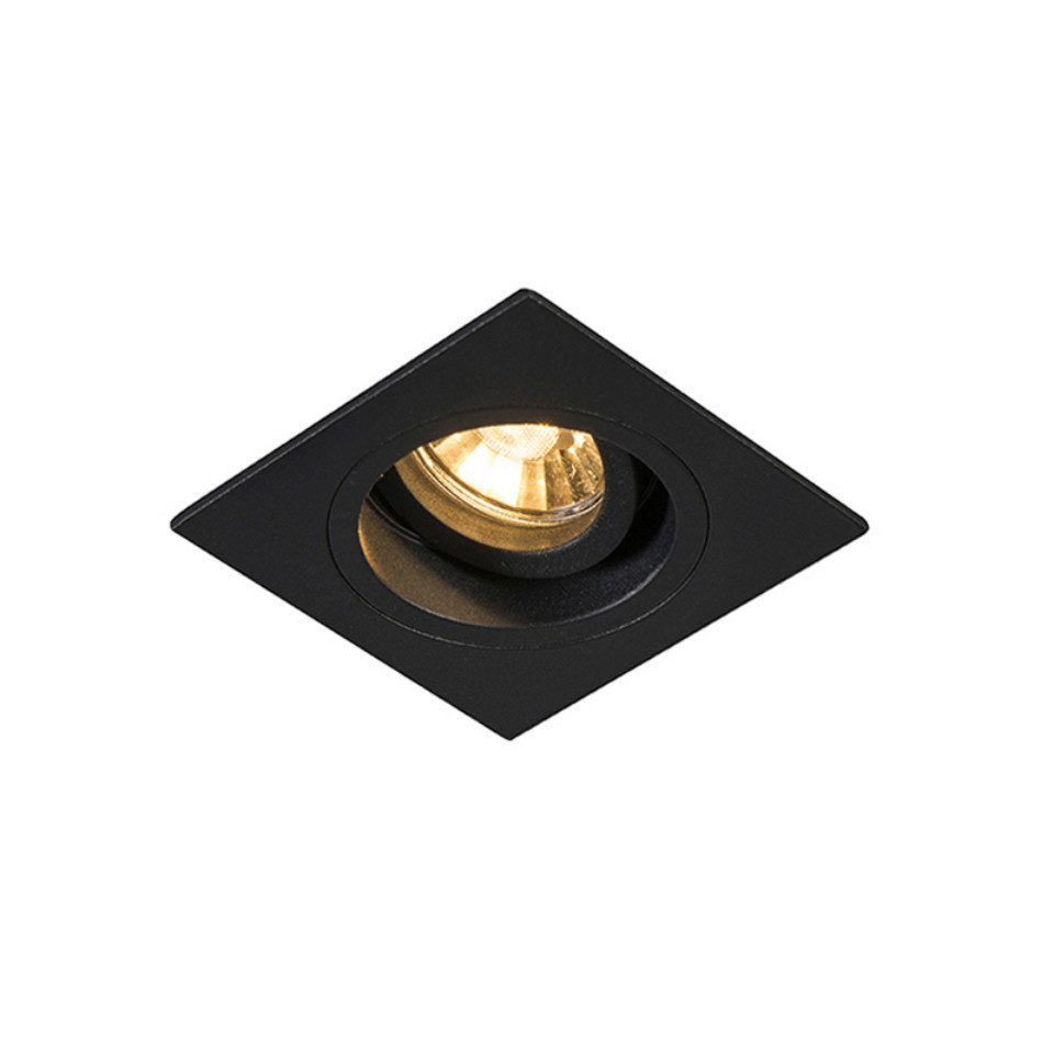 Qazqa LED Einbaustrahler Chuck, Smarte Leuchte, LED wechselbar, Warmweiß, QAZQA Downlight, gu10, Schwarz, Stahl, Modern