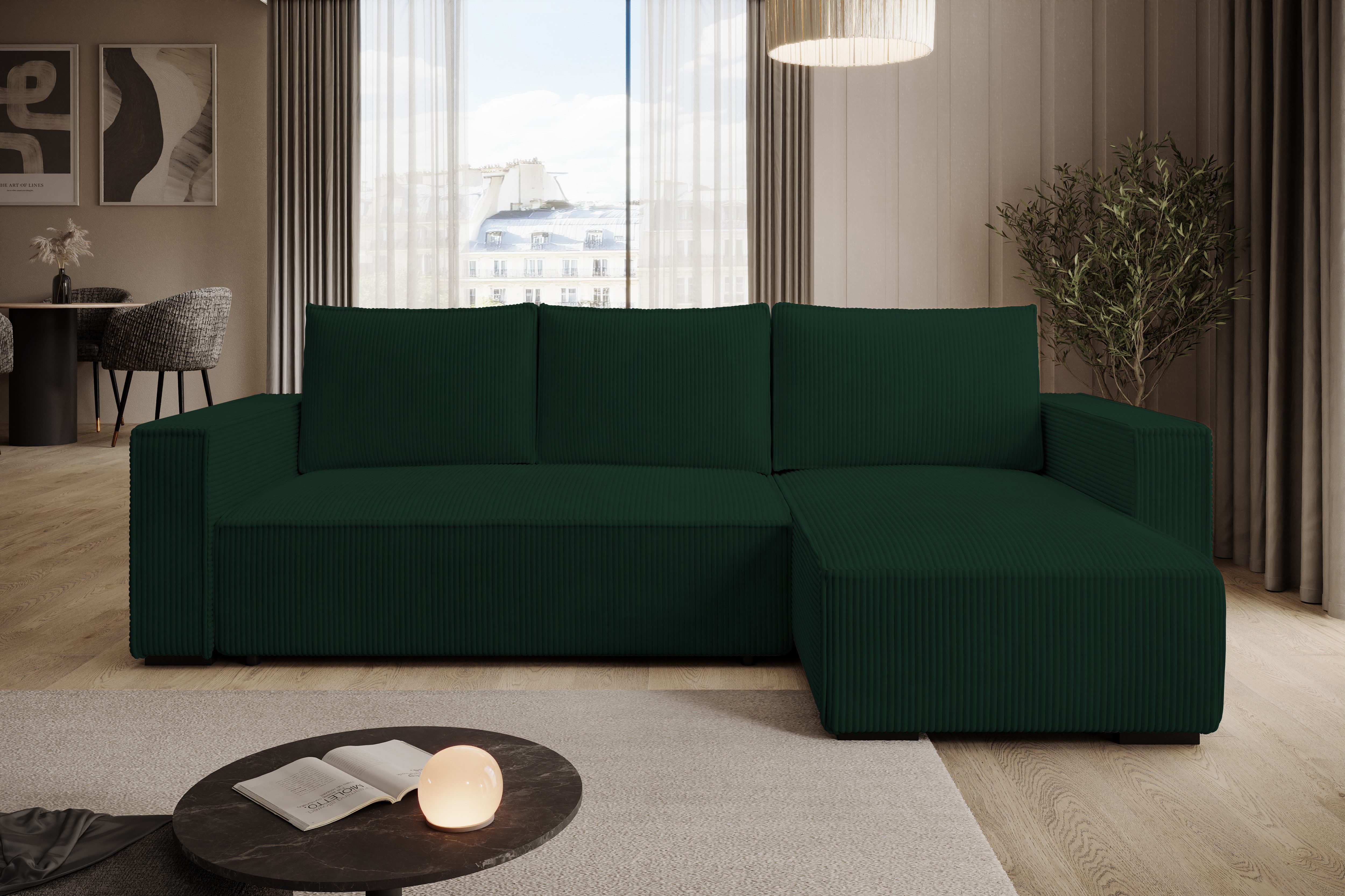 storez24 Ecksofa Letto, mit Bettkasten und Schlaffunktion, Cordstoff, L-Form, bequem