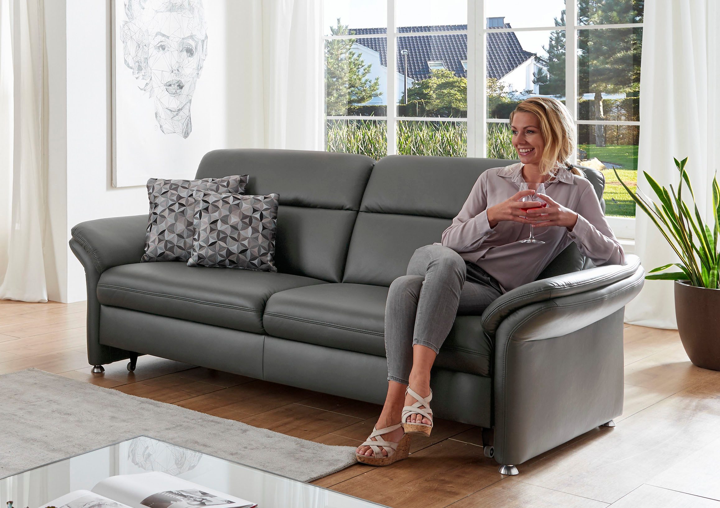 Die PlanBar 3-Sitzer PN-EM16031, Breite 228 cm, ohne Kopfstützen, wahlweise mit Relaxauszug