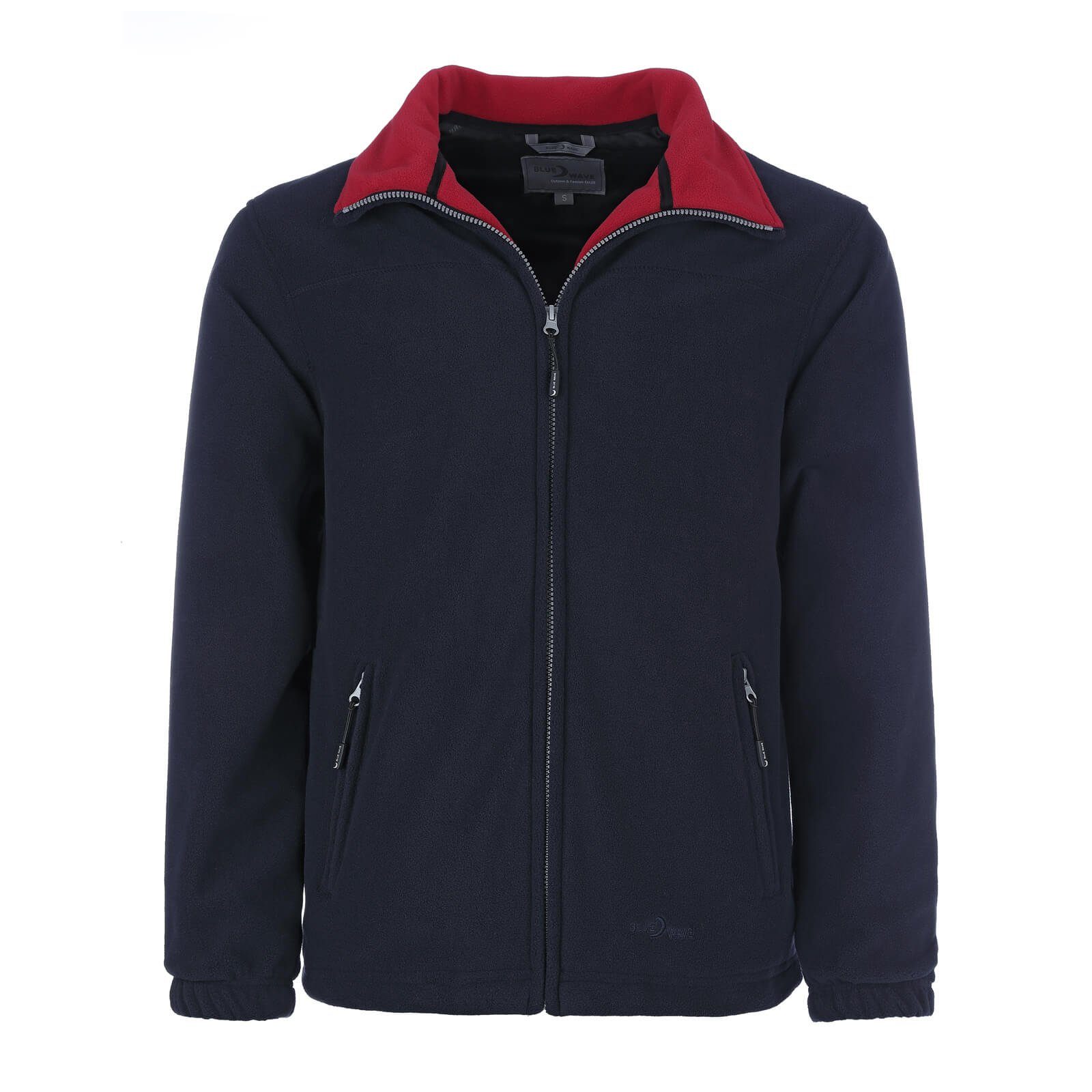 Wave Futter mit Fleecejacke Strickjacke Jacke (1-St) Blue mit - Knut marine Herren Stehkragen