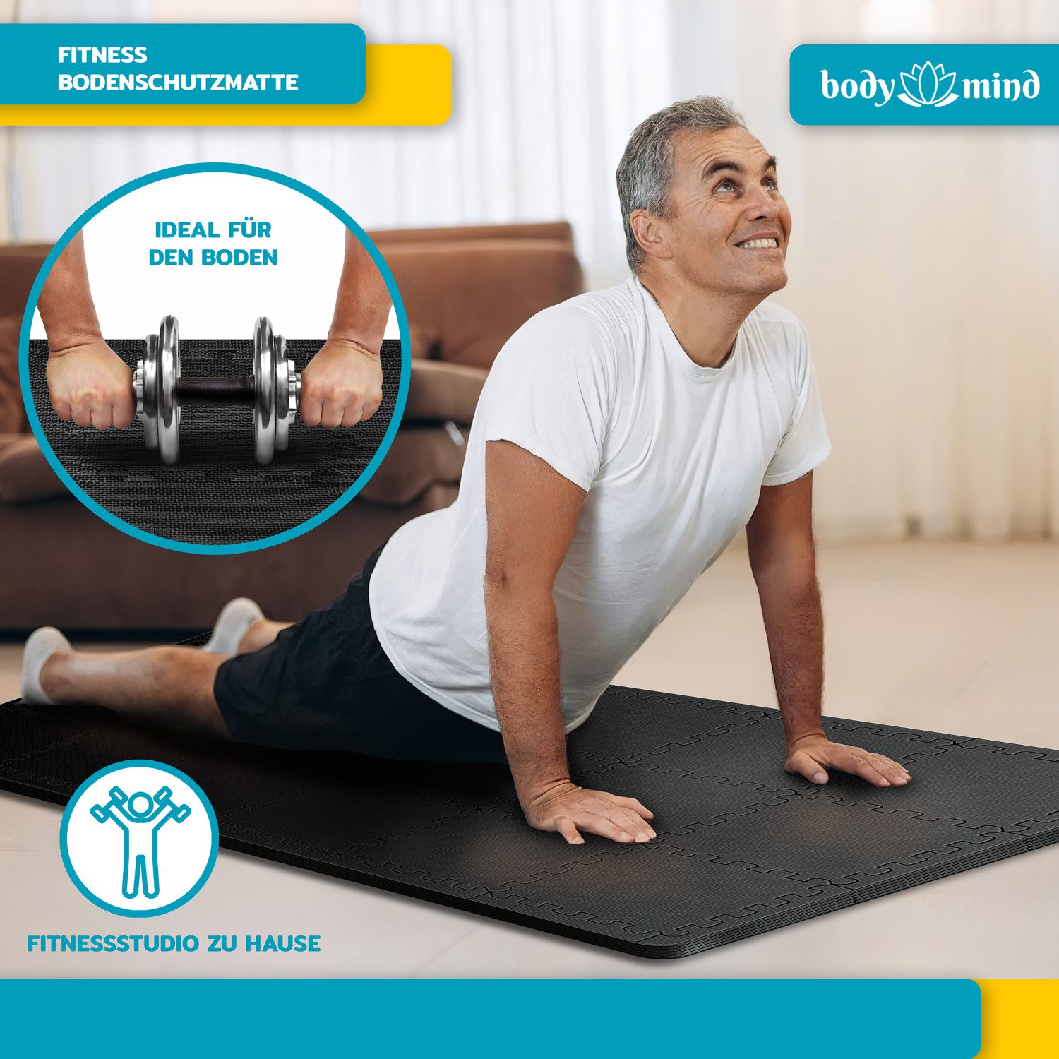 Body & Mind Bodenschutzmatte BODY & MIND XXL Bodenschutzmatte 54-teilig – P günstig online kaufen