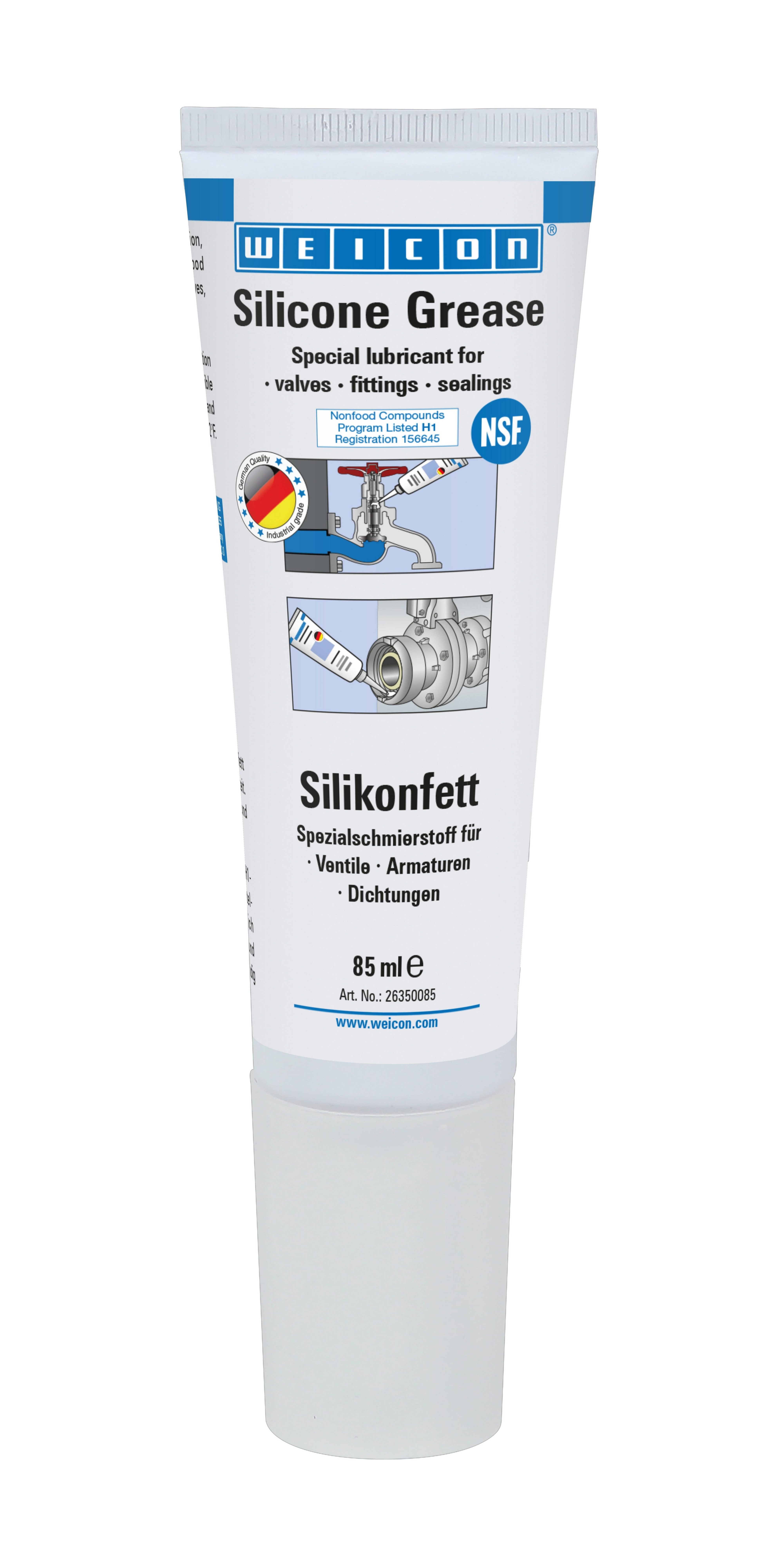 WEICON Schmierfett Silikonfett, lebensmittelechtes Schmierfett, farblos, 85 g, (Dose), NSF-zertifiziert