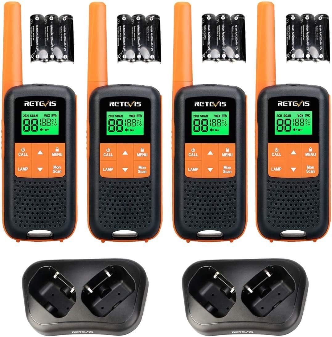 Retevis Walkie Talkie RT649 4er Set,Wasserdicht,PMR446 Lizenzfrei,16 Kanäle VOX,Taschenlampe