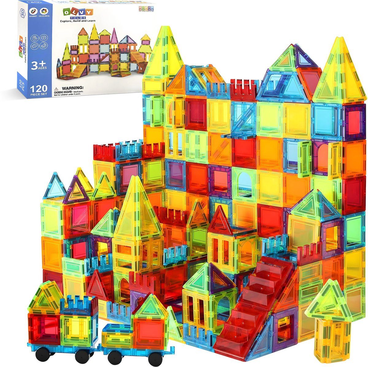 Olvy Olvy Magnetische Bausteine 120 Teile Magnetspielbausteine, (120 St)
